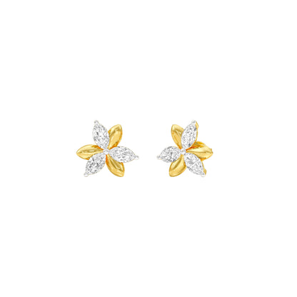 Sparkling Lily Diamond Stud Earrings 18 KT / Yellow Gold