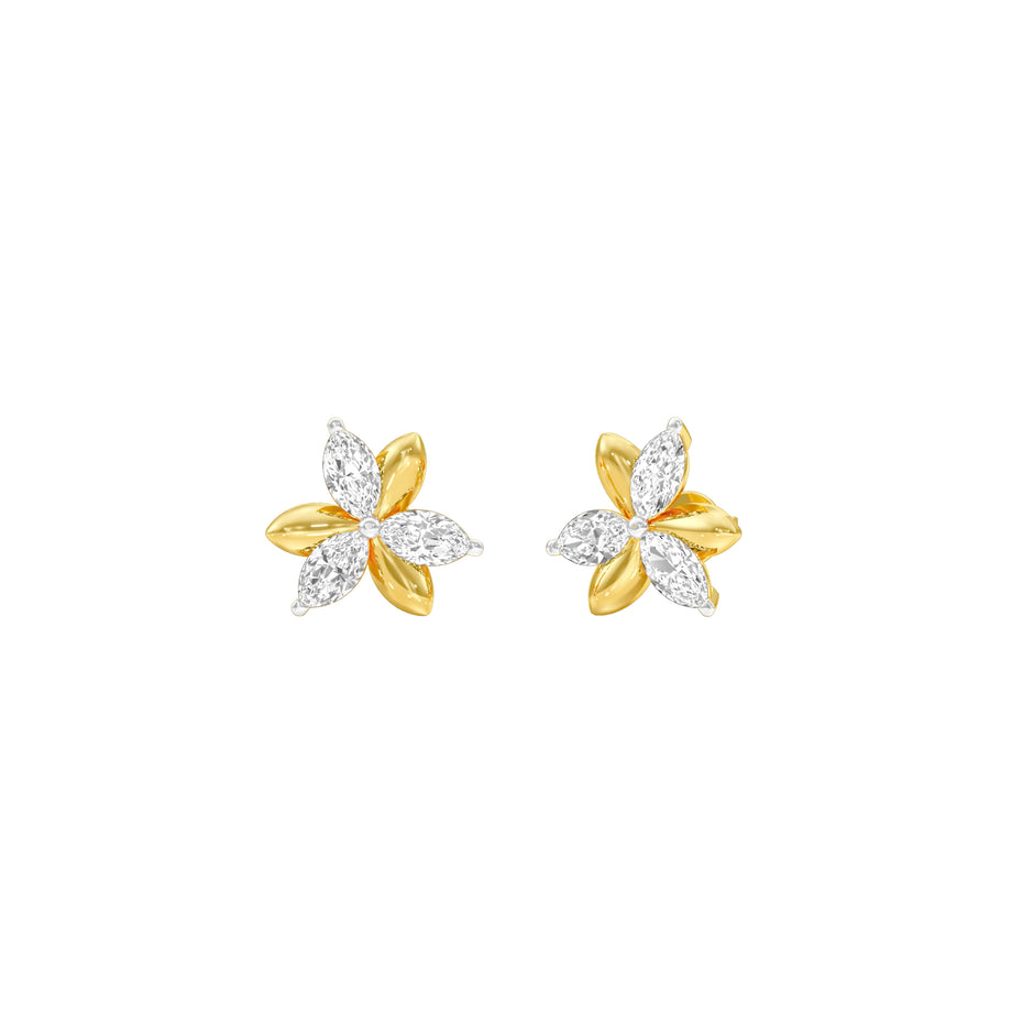 Sparkling Lily Diamond Stud Earrings 18 KT / Yellow Gold