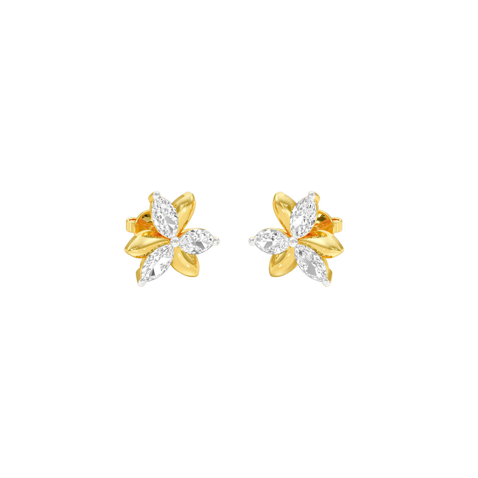 Sparkling Lily Diamond Stud Earrings 18 KT / Yellow Gold