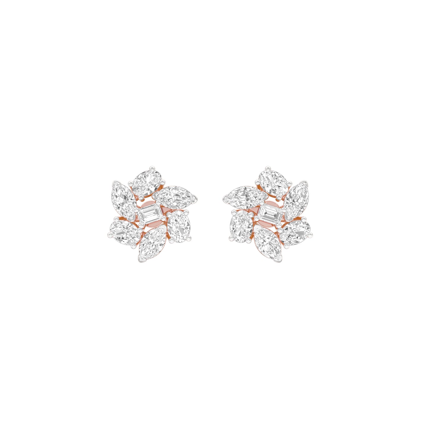 Midnight Bloom Diamond Stud Earrings 18 KT / Rose Gold