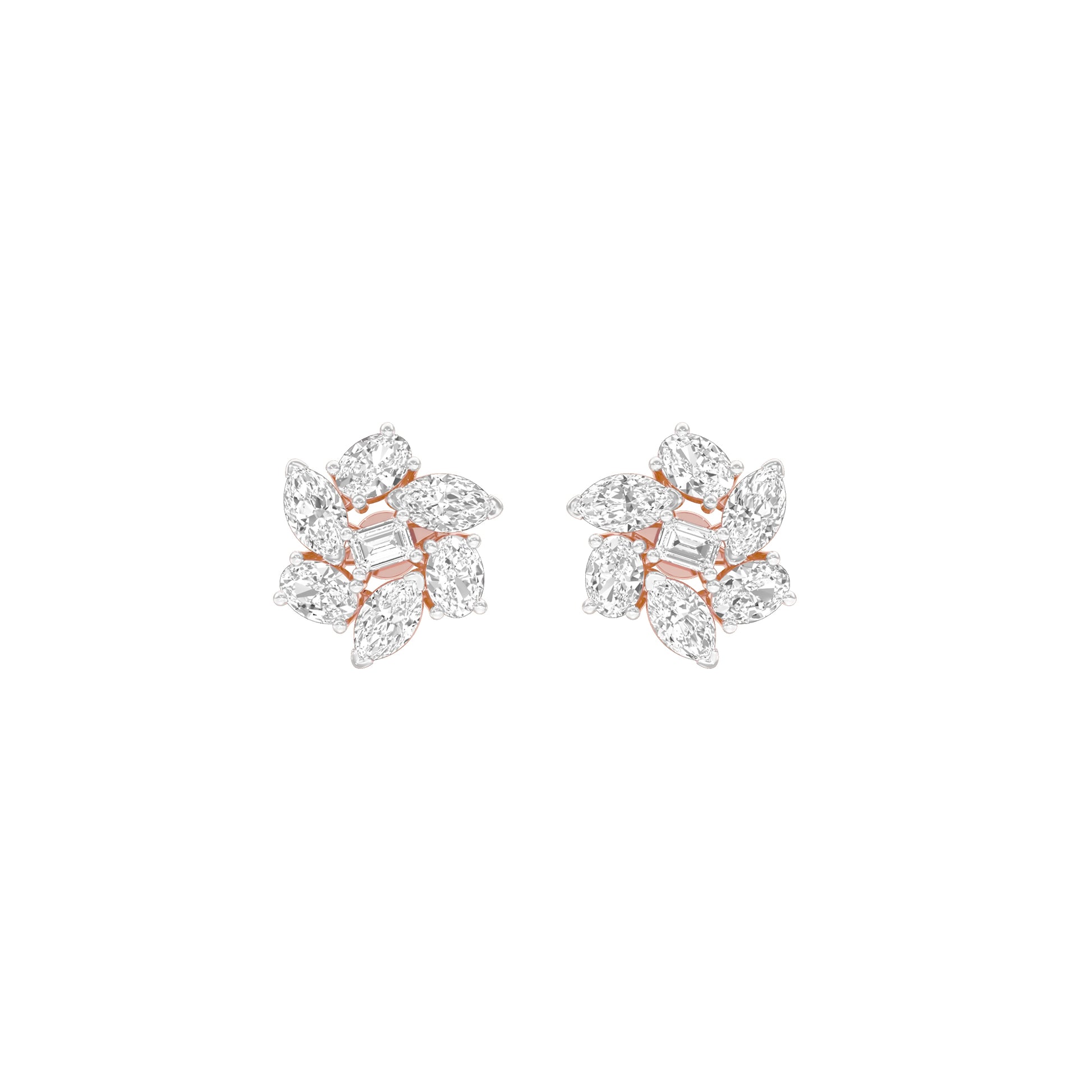 Midnight Bloom Diamond Stud Earrings 18 KT / Rose Gold