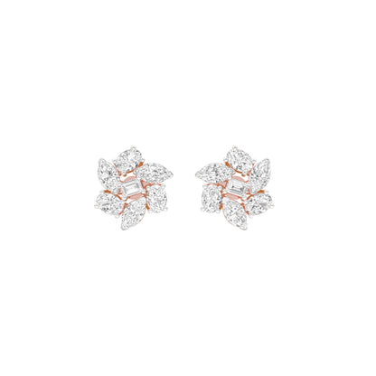 Midnight Bloom Diamond Stud Earrings 18 KT / Rose Gold