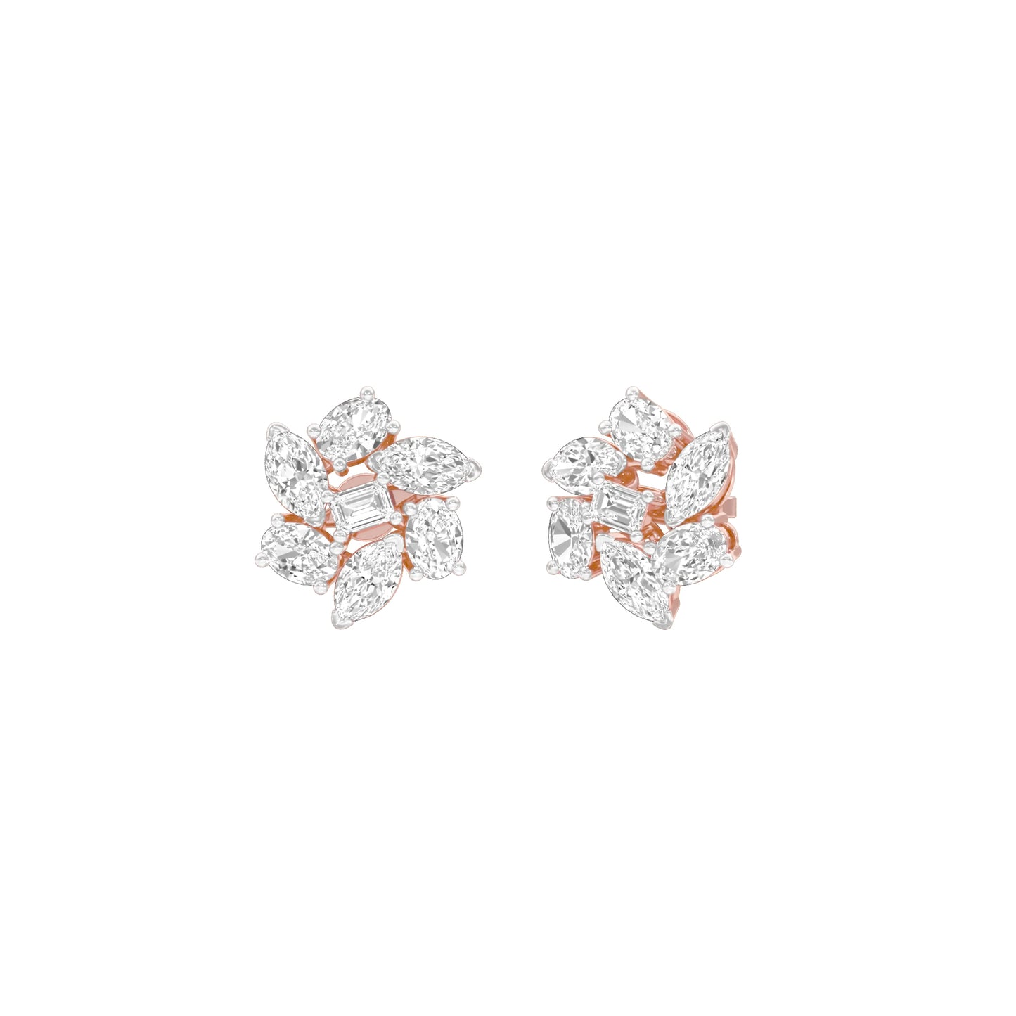 Midnight Bloom Diamond Stud Earrings 18 KT / Rose Gold