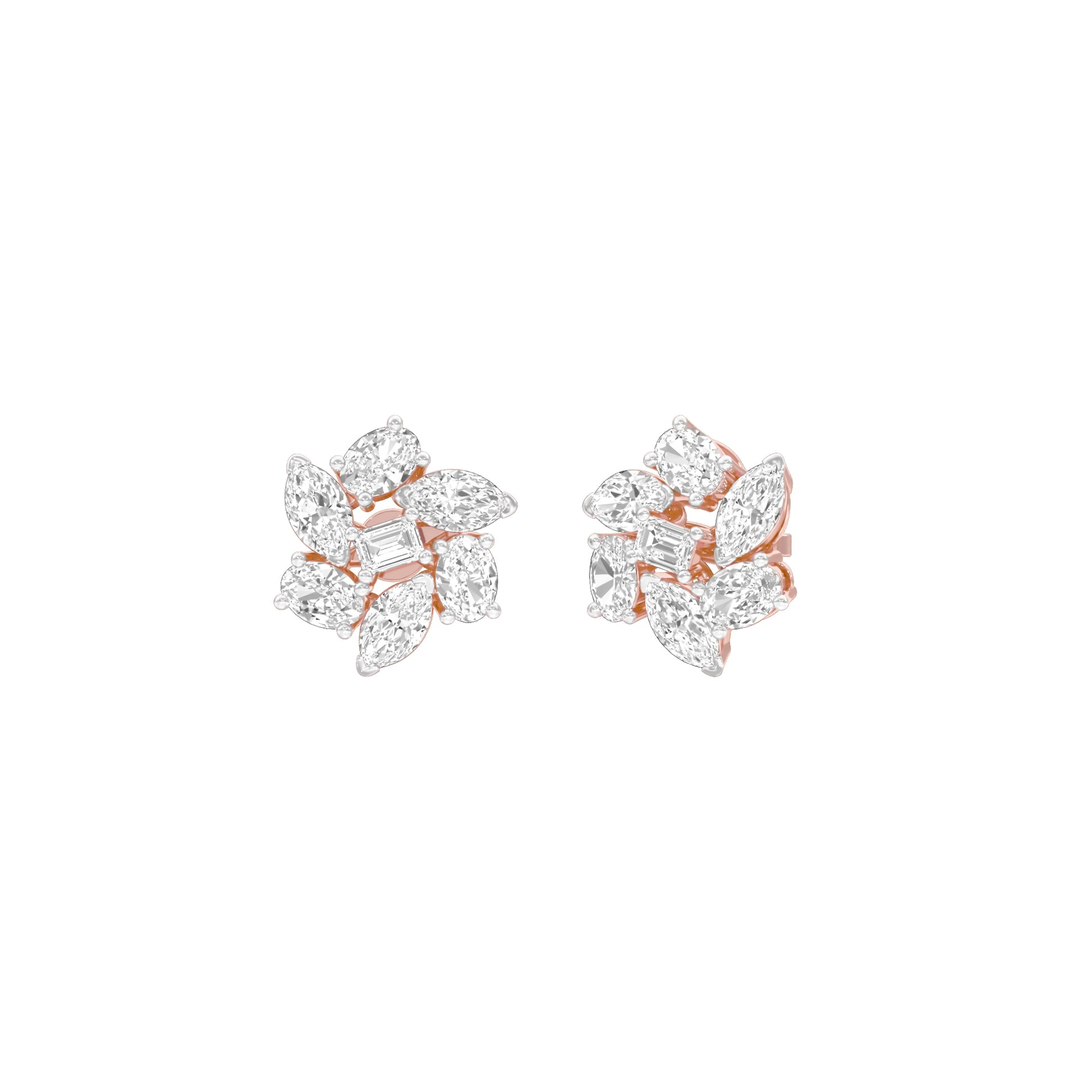Midnight Bloom Diamond Stud Earrings 18 KT / Rose Gold