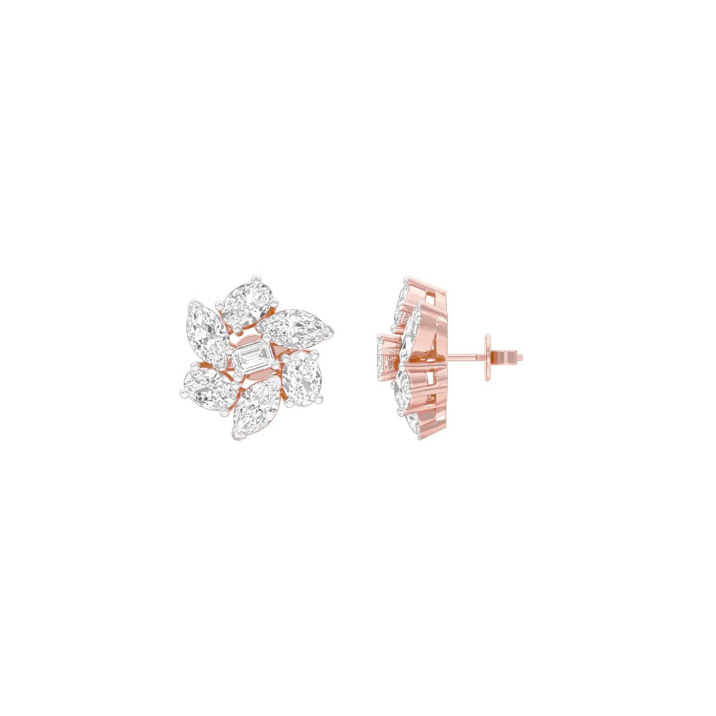 Midnight Bloom Diamond Stud Earrings 18 KT / Rose Gold