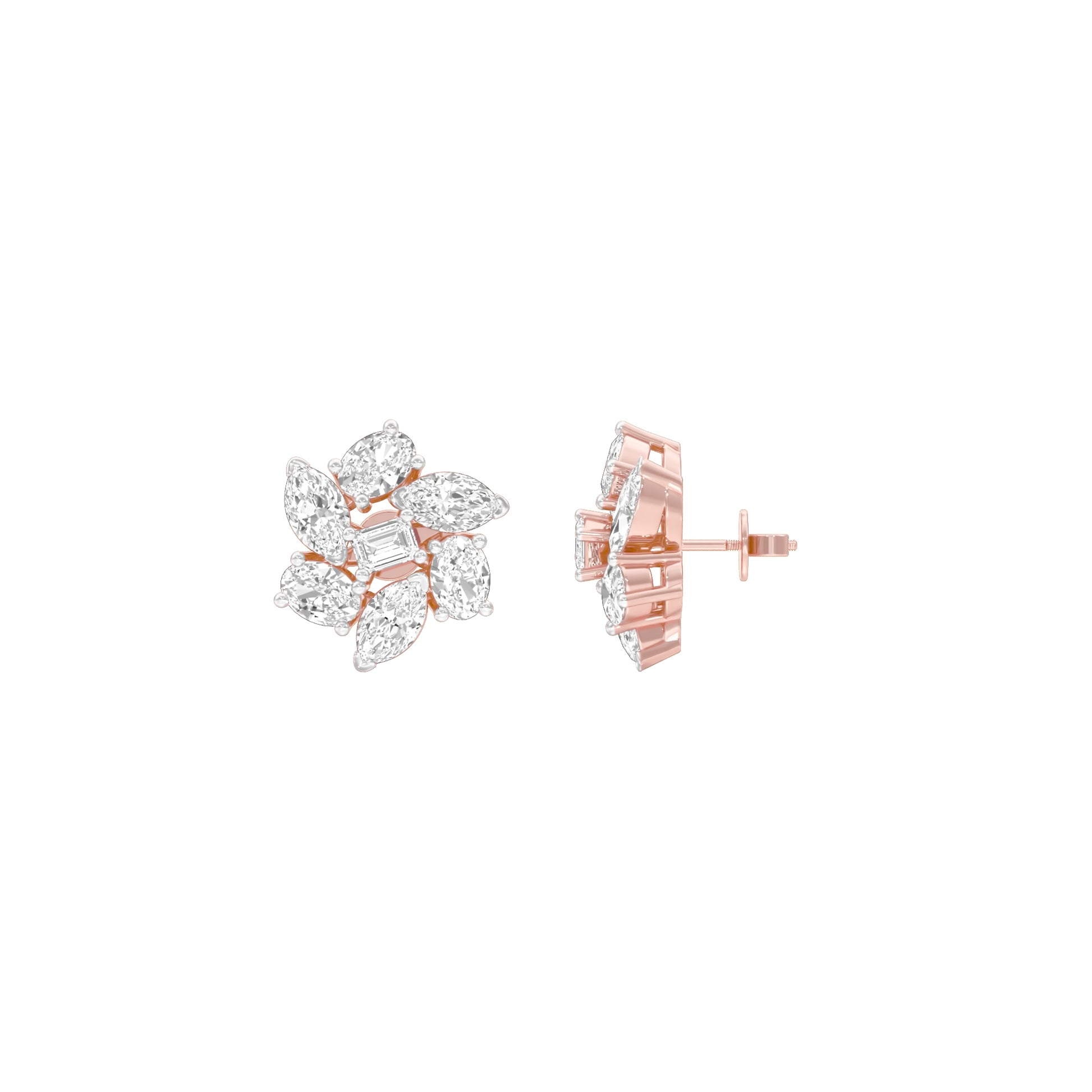 Midnight Bloom Diamond Stud Earrings 18 KT / Rose Gold