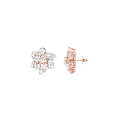 Midnight Bloom Diamond Stud Earrings 18 KT / Rose Gold