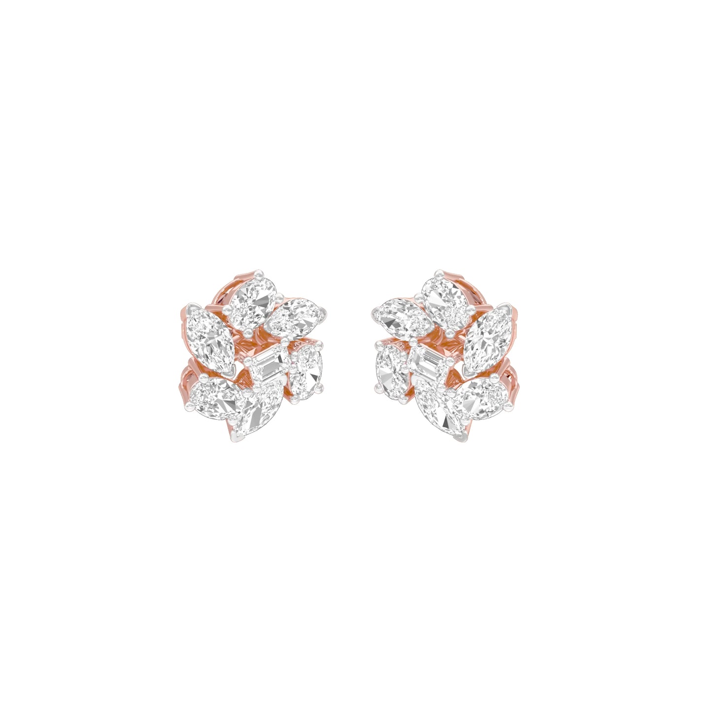 Midnight Bloom Diamond Stud Earrings 18 KT / Rose Gold