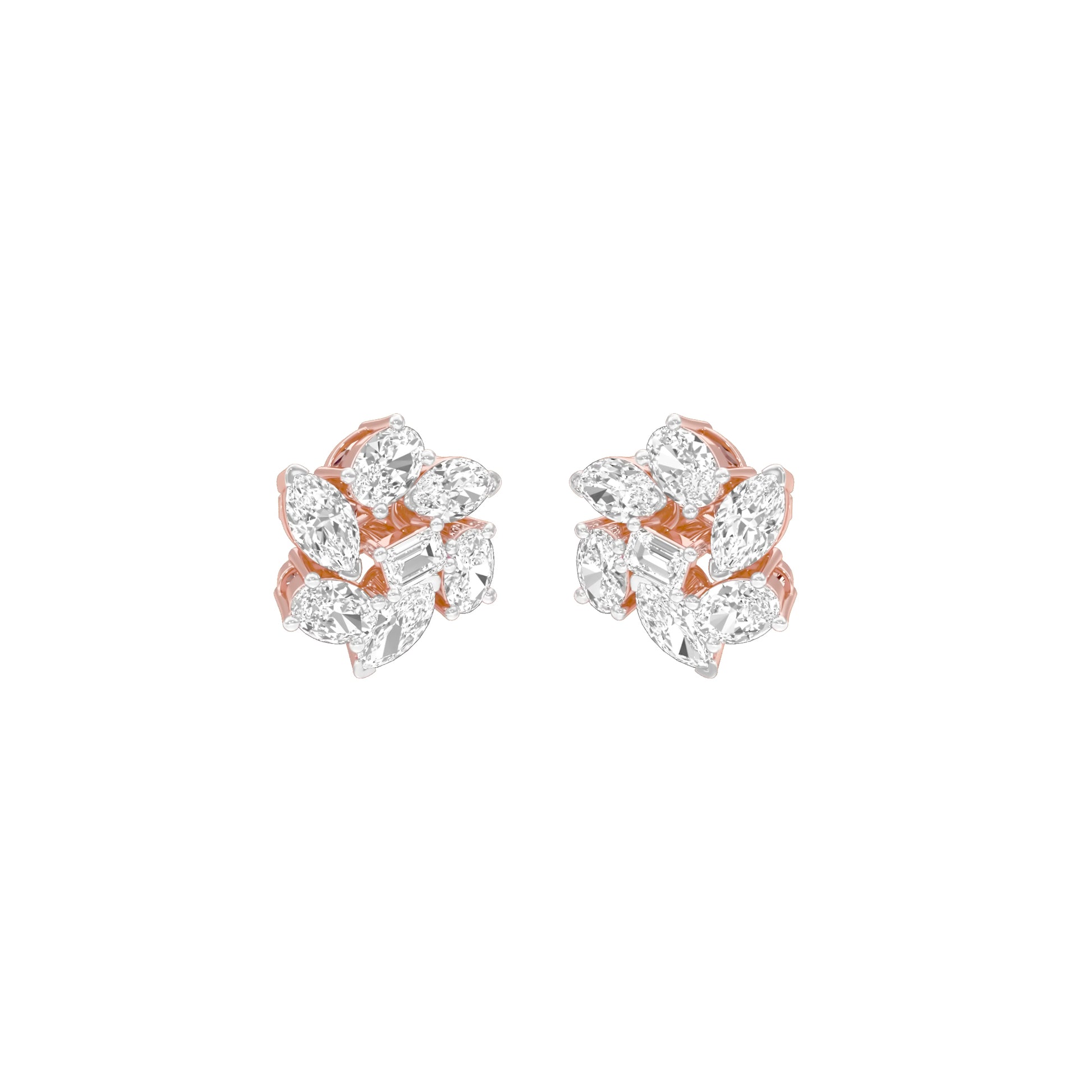 Midnight Bloom Diamond Stud Earrings 18 KT / Rose Gold