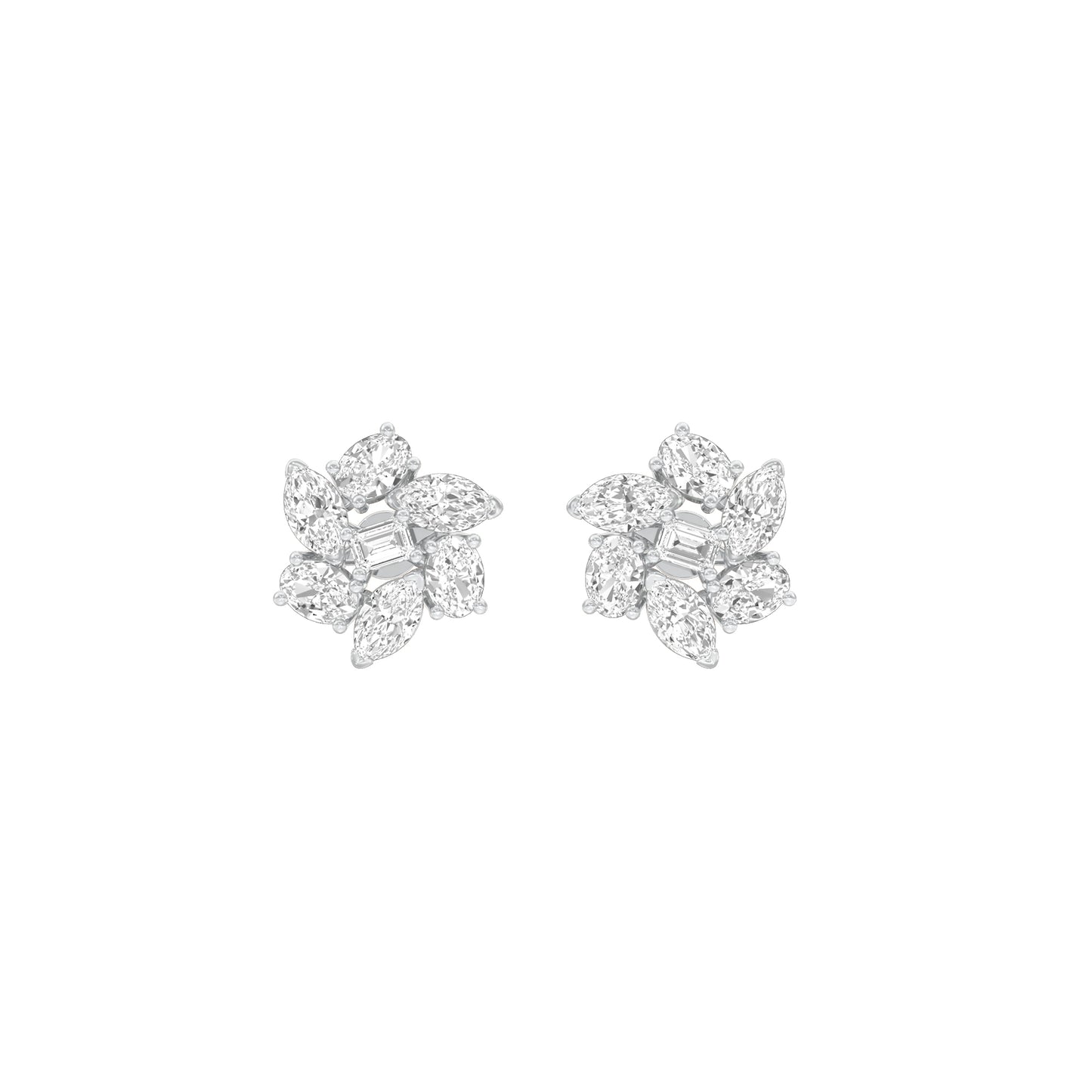 Midnight Bloom Diamond Stud Earrings 18 KT / White Gold