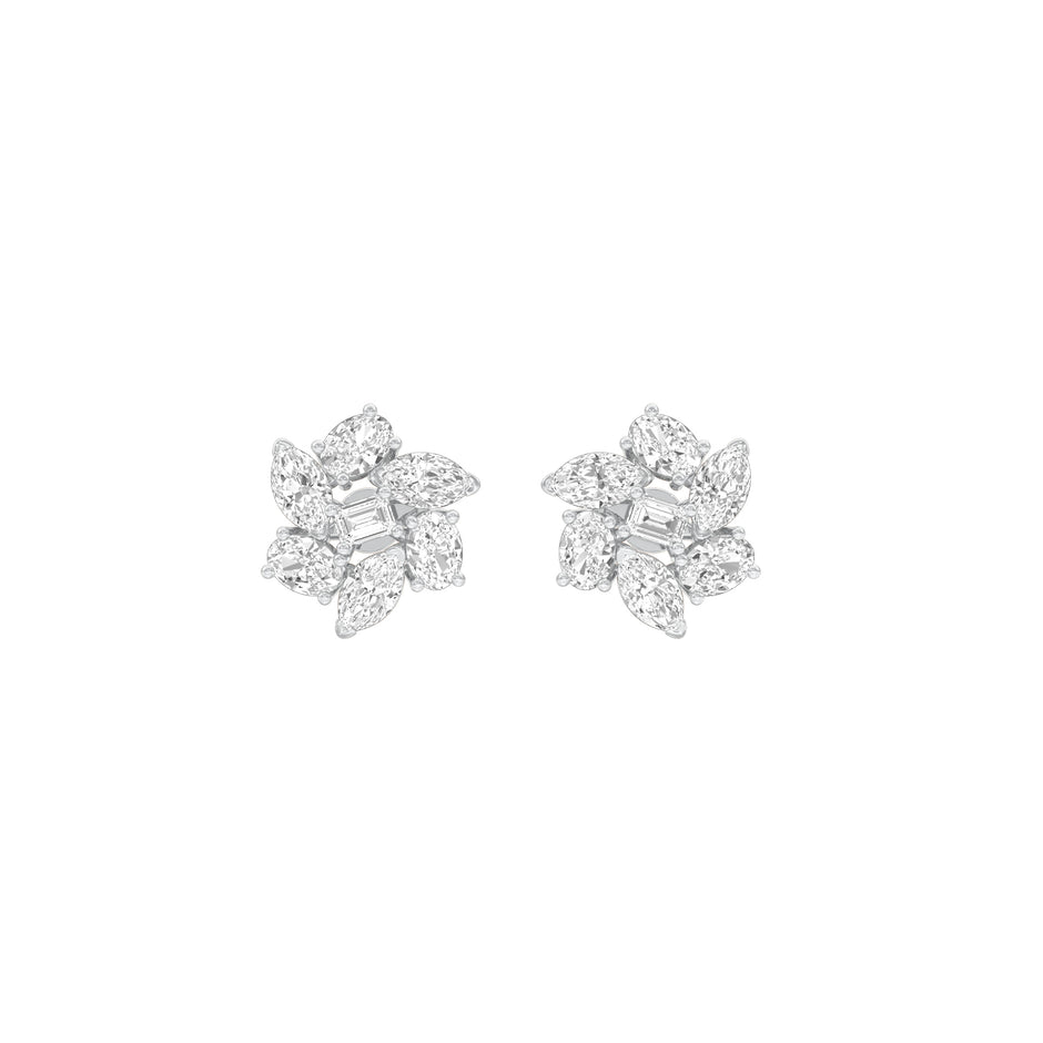 Midnight Bloom Diamond Stud Earrings 18 KT / White Gold