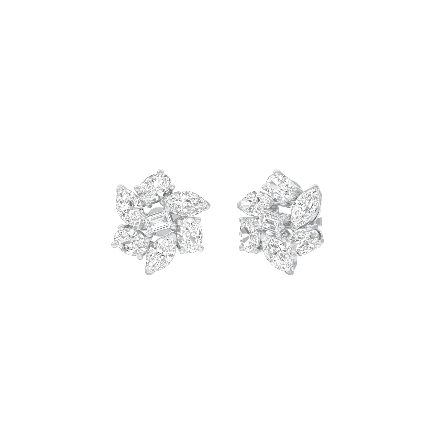 Midnight Bloom Diamond Stud Earrings 18 KT / White Gold