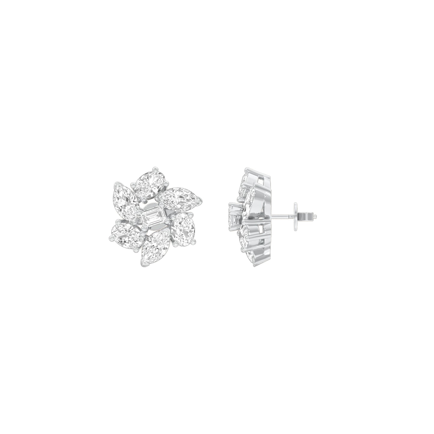 Midnight Bloom Diamond Stud Earrings 18 KT / White Gold