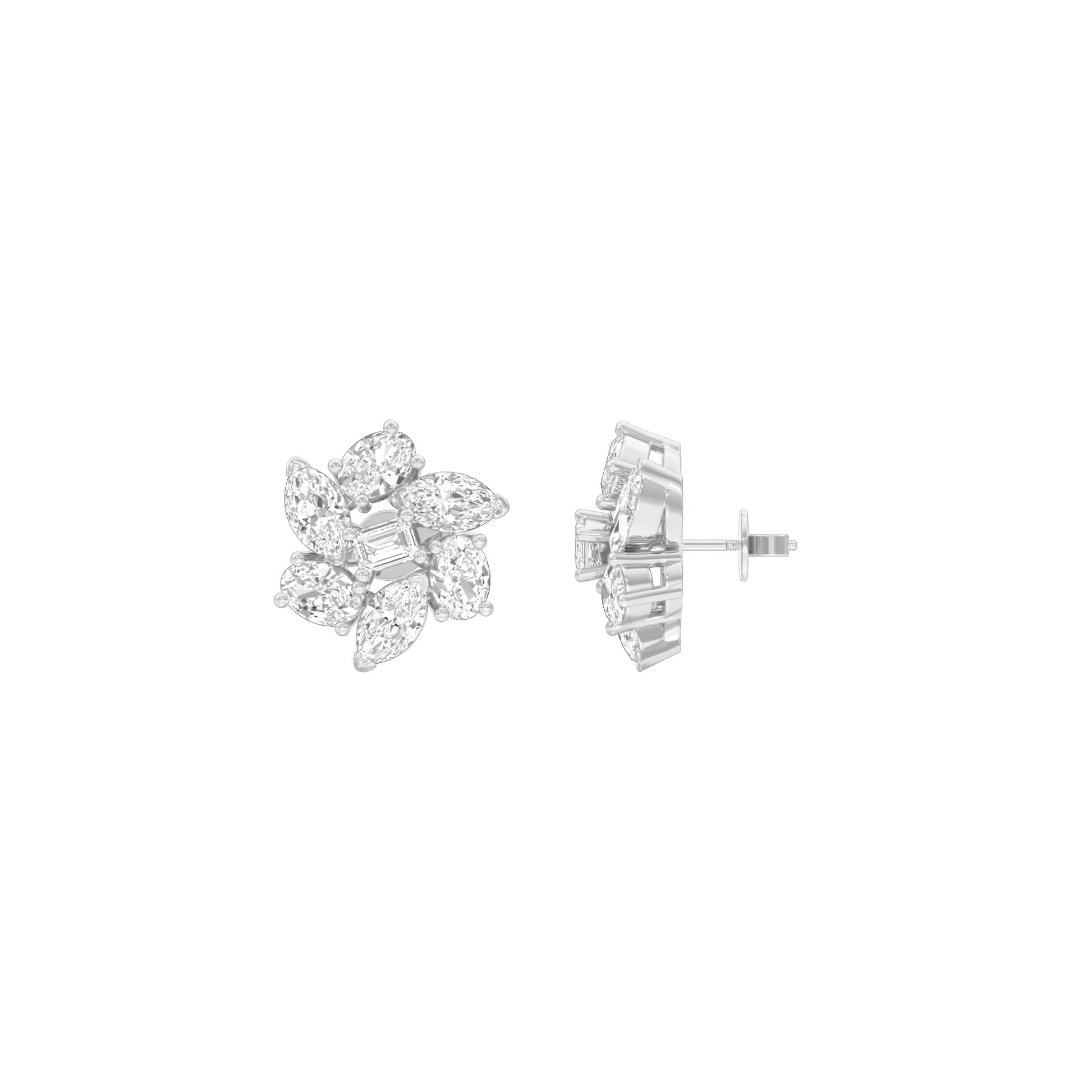 Midnight Bloom Diamond Stud Earrings 18 KT / White Gold