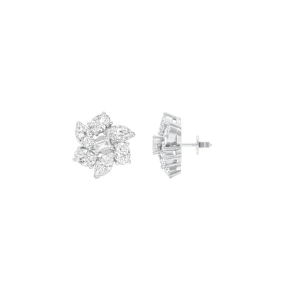 Midnight Bloom Diamond Stud Earrings 18 KT / White Gold