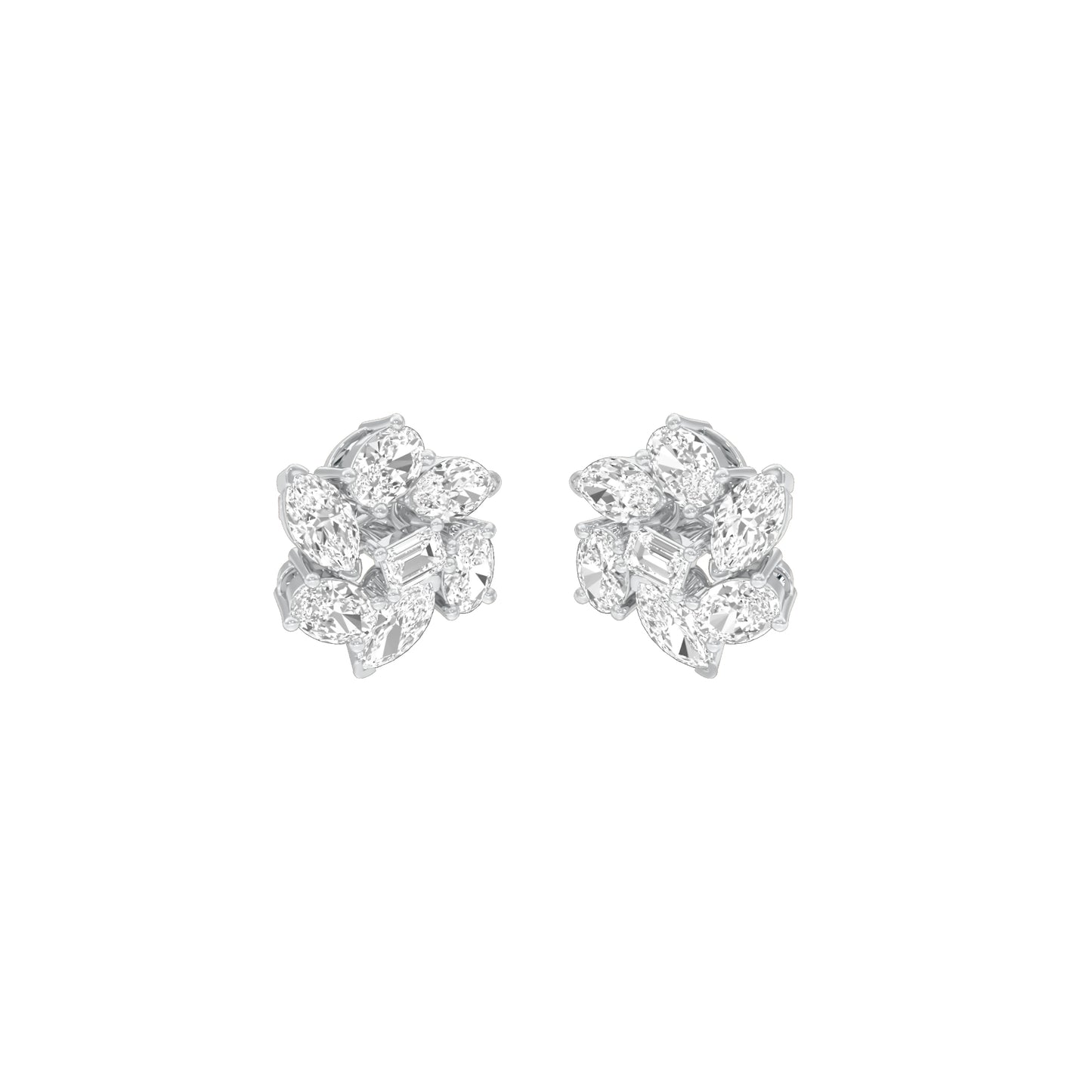 Midnight Bloom Diamond Stud Earrings 18 KT / White Gold
