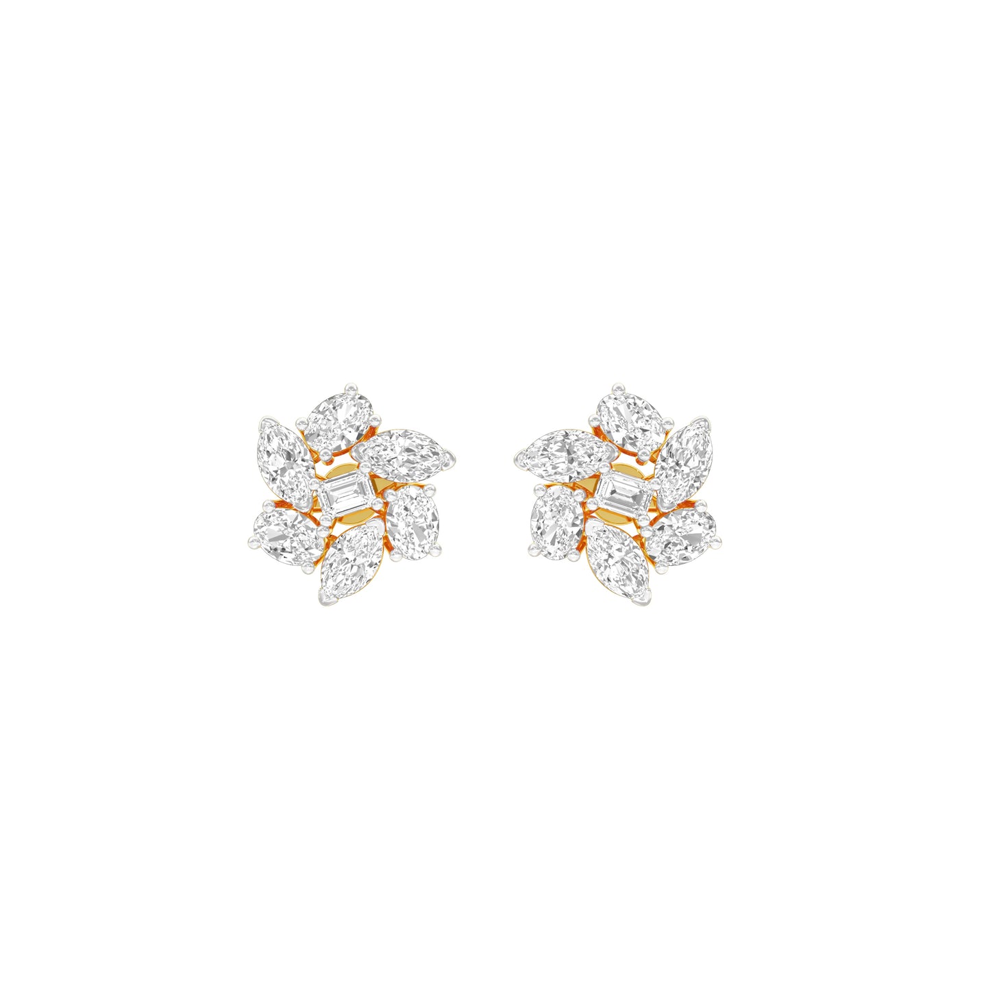 Midnight Bloom Diamond Stud Earrings 18 KT / Yellow Gold