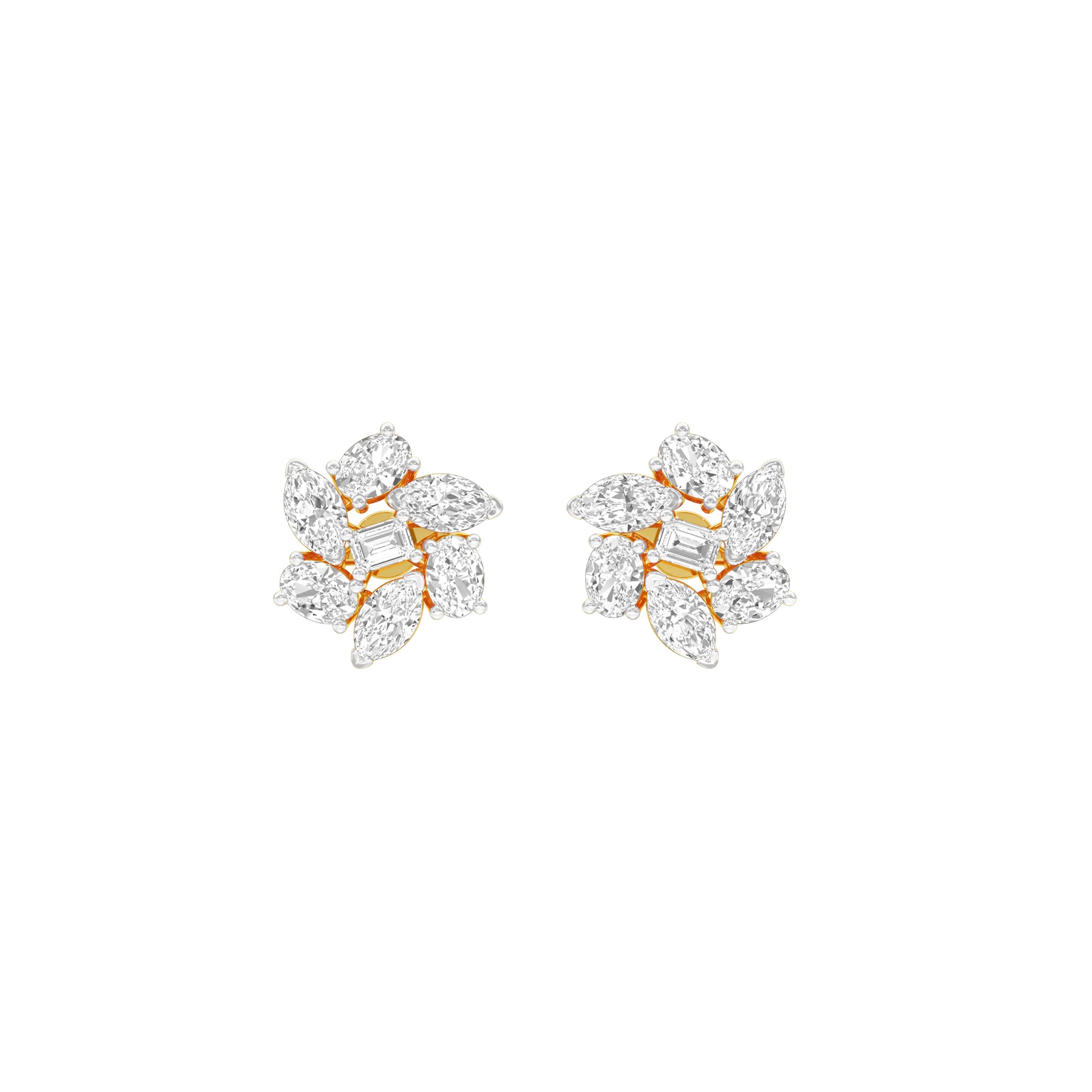 Midnight Bloom Diamond Stud Earrings 18 KT / Yellow Gold
