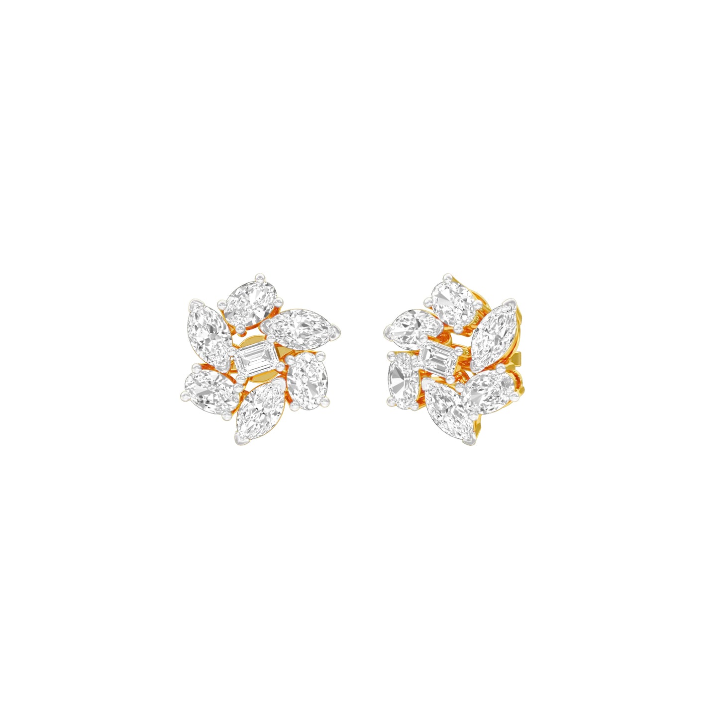 Midnight Bloom Diamond Stud Earrings 18 KT / Yellow Gold