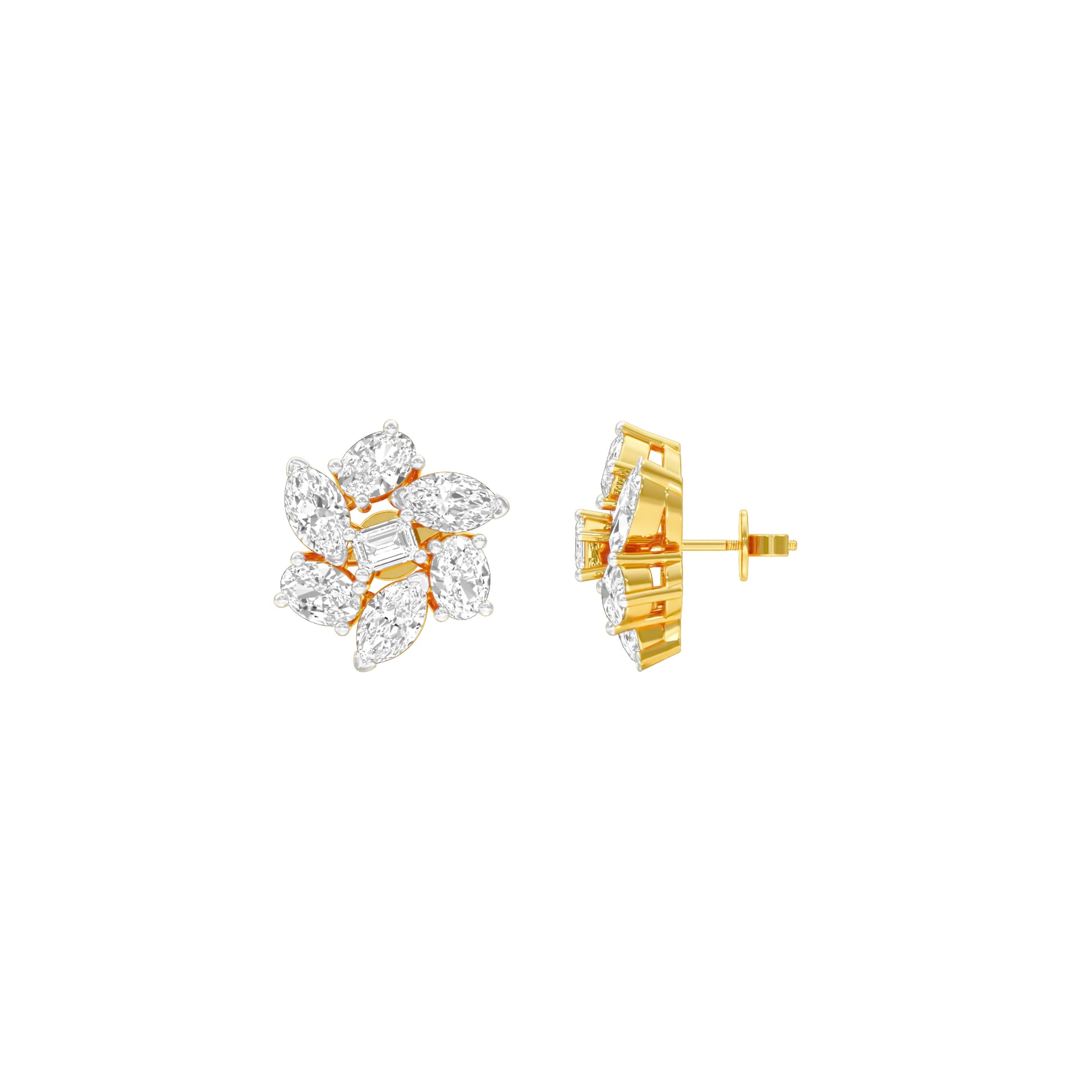 Midnight Bloom Diamond Stud Earrings 18 KT / Yellow Gold