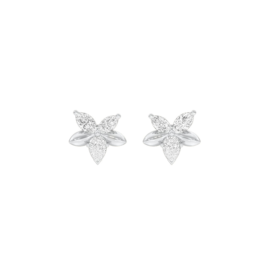 Cosmo Glow Diamond Stud Earrings 18 KT / White Gold