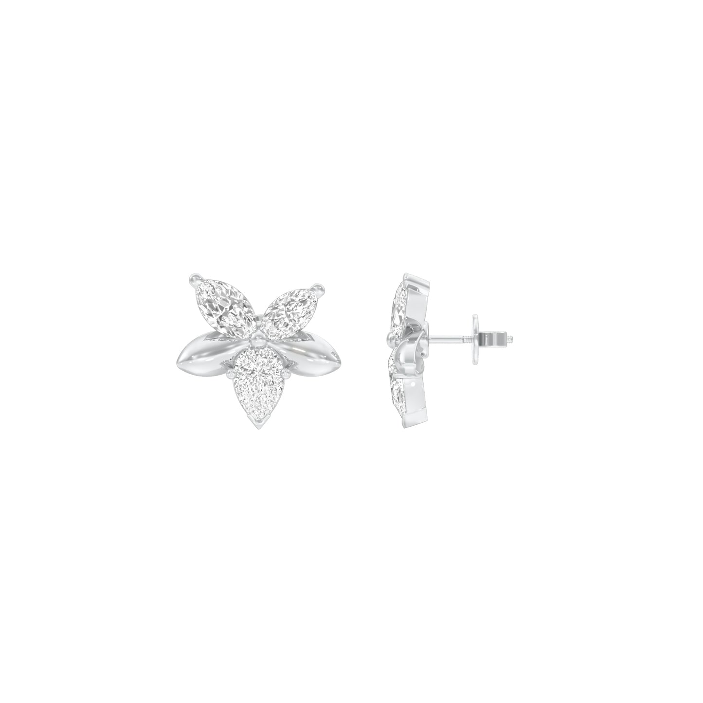 Cosmo Glow Diamond Stud Earrings 18 KT / White Gold