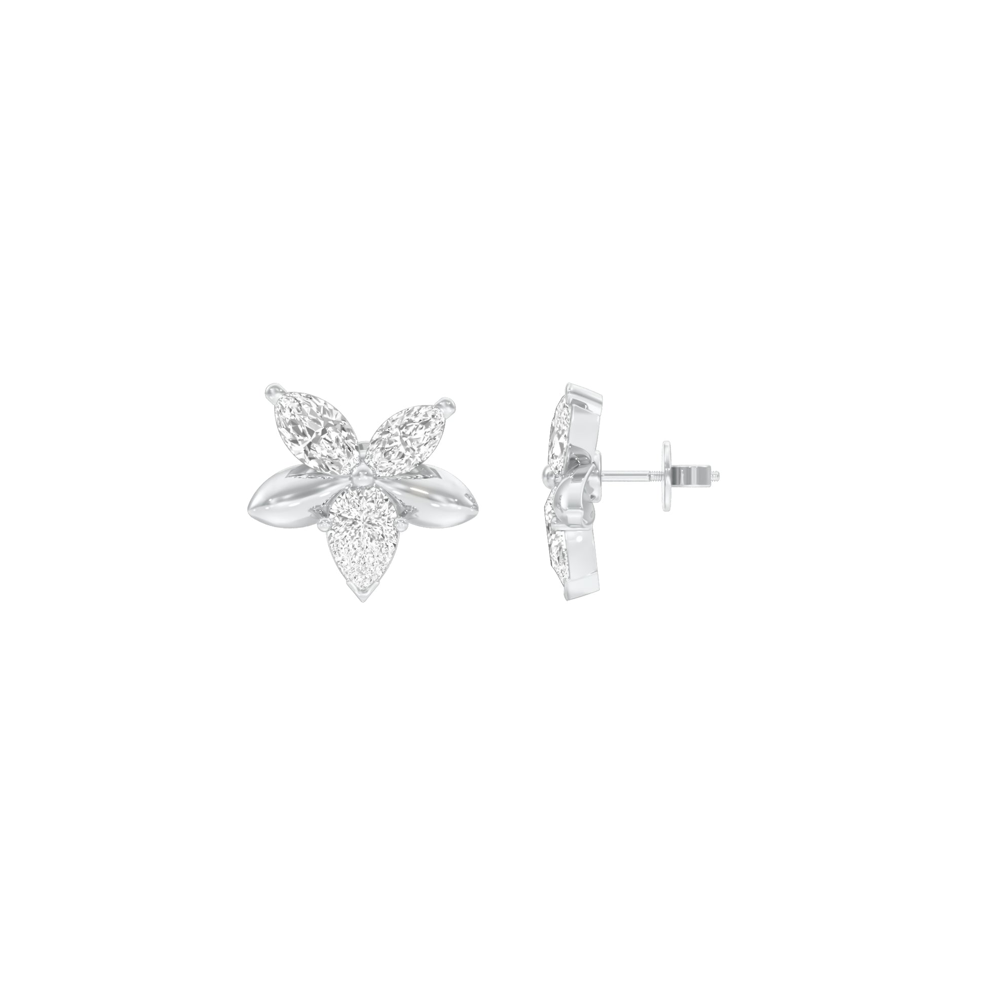 Cosmo Glow Diamond Stud Earrings 18 KT / White Gold