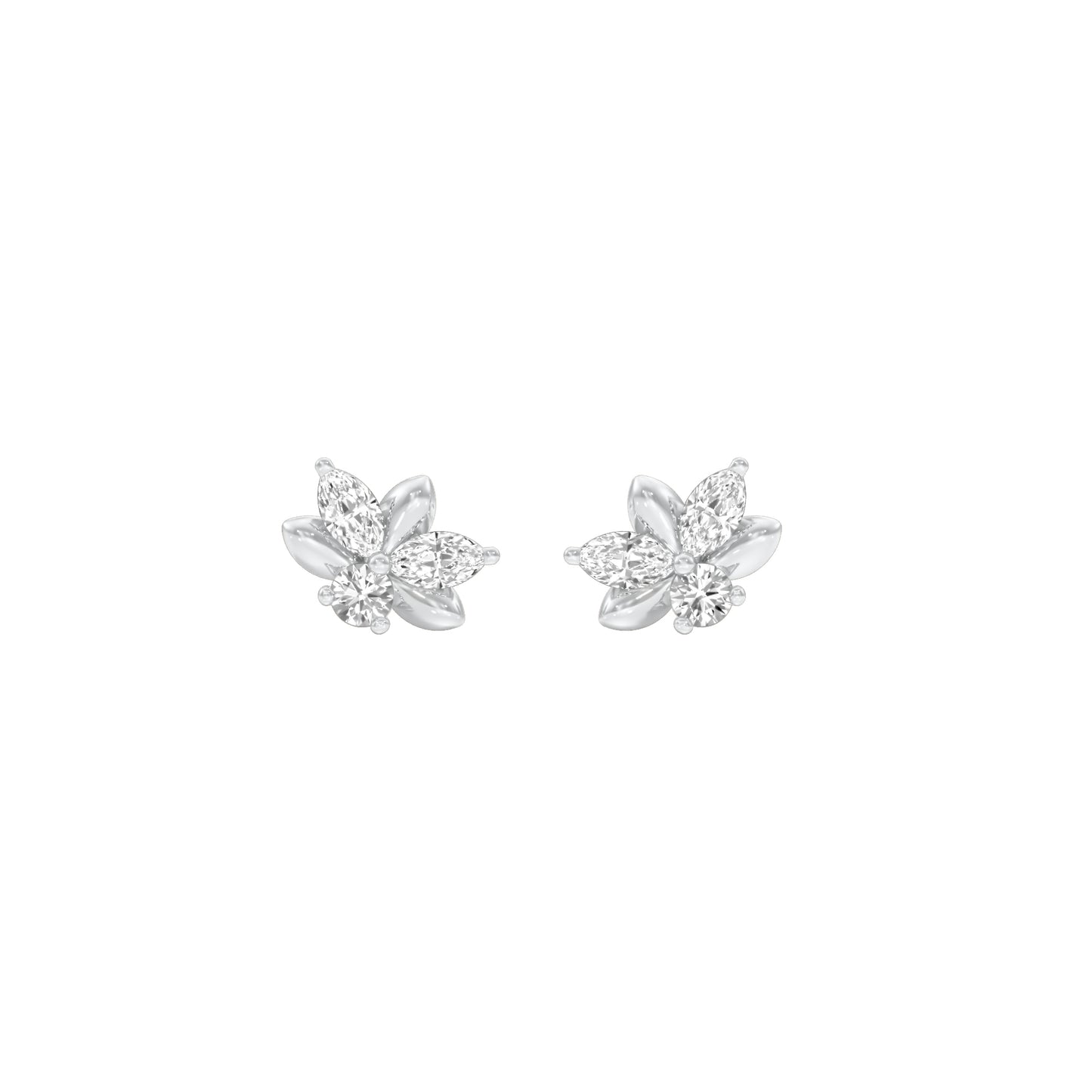 City-Ready Blossom Diamond Stud Earrings 18 KT / White Gold