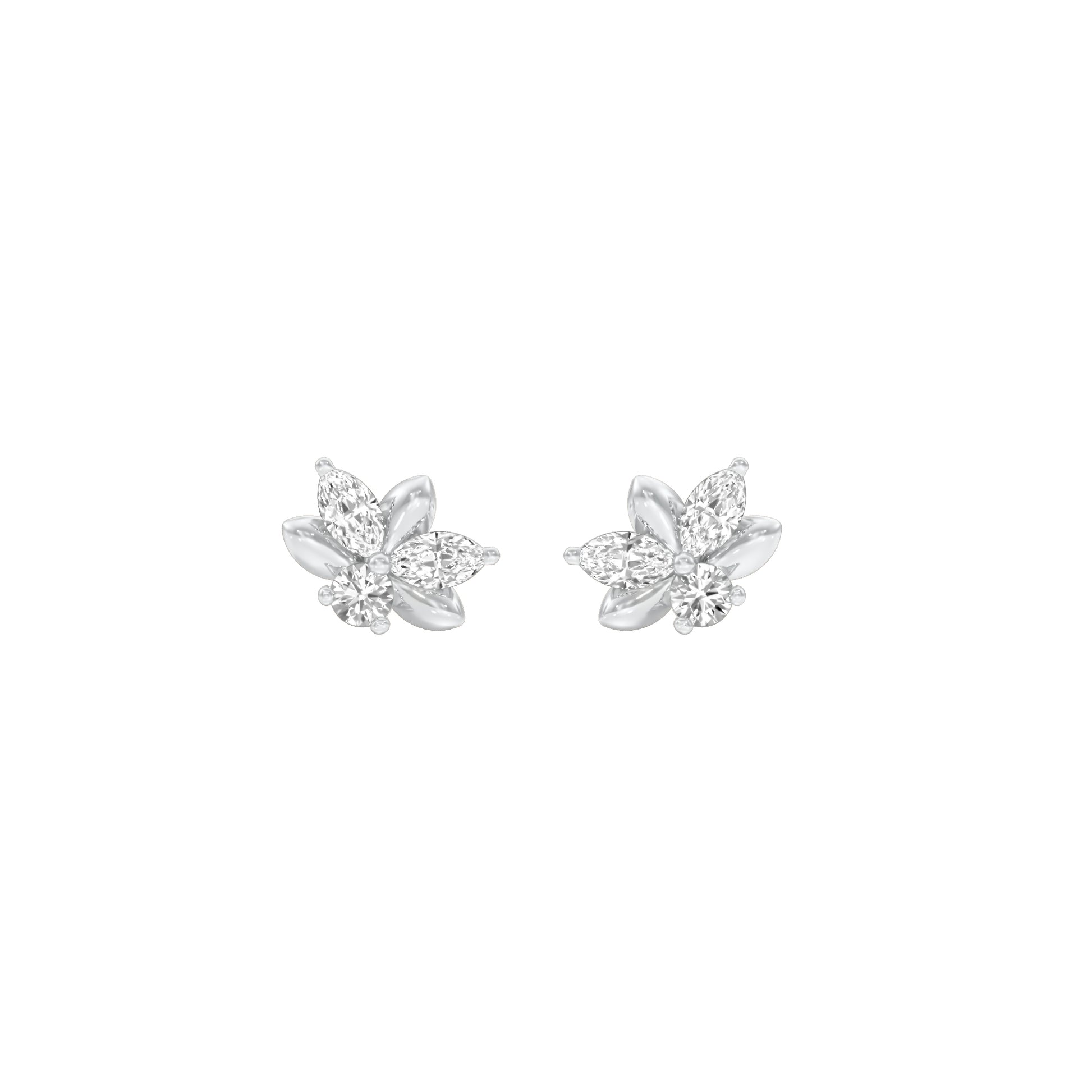 City-Ready Blossom Diamond Stud Earrings 18 KT / White Gold