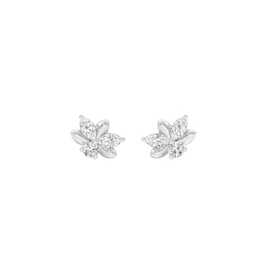 City-Ready Blossom Diamond Stud Earrings 18 KT / White Gold