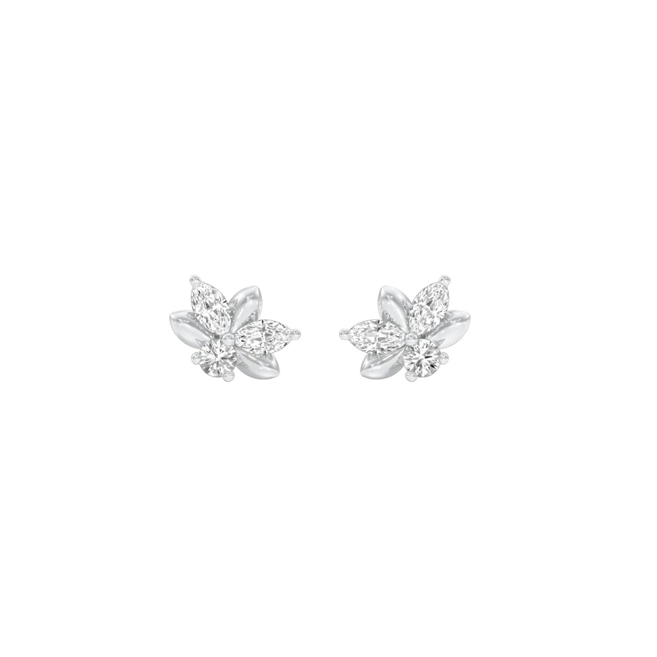City-Ready Blossom Diamond Stud Earrings 18 KT / White Gold