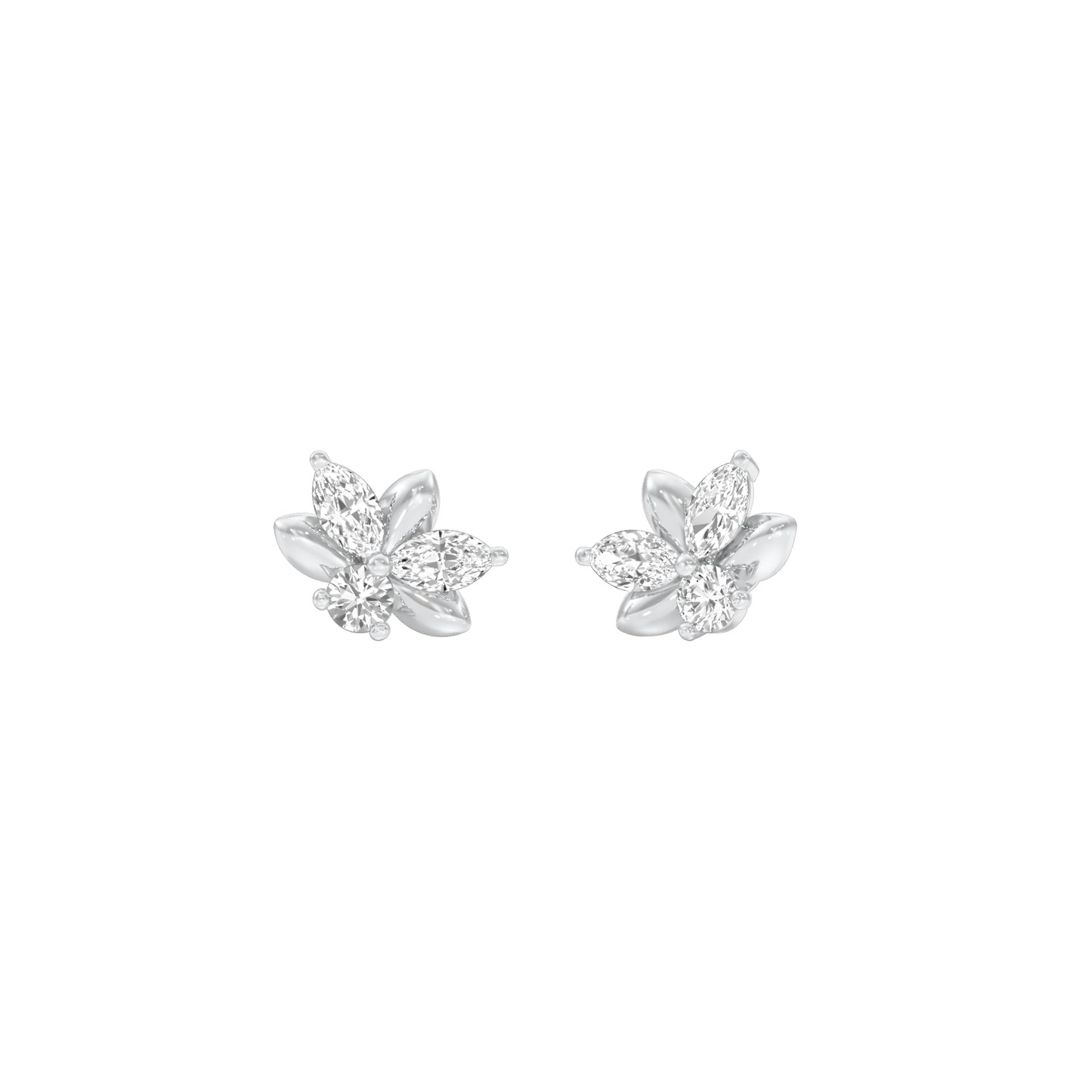 City-Ready Blossom Diamond Stud Earrings 18 KT / White Gold