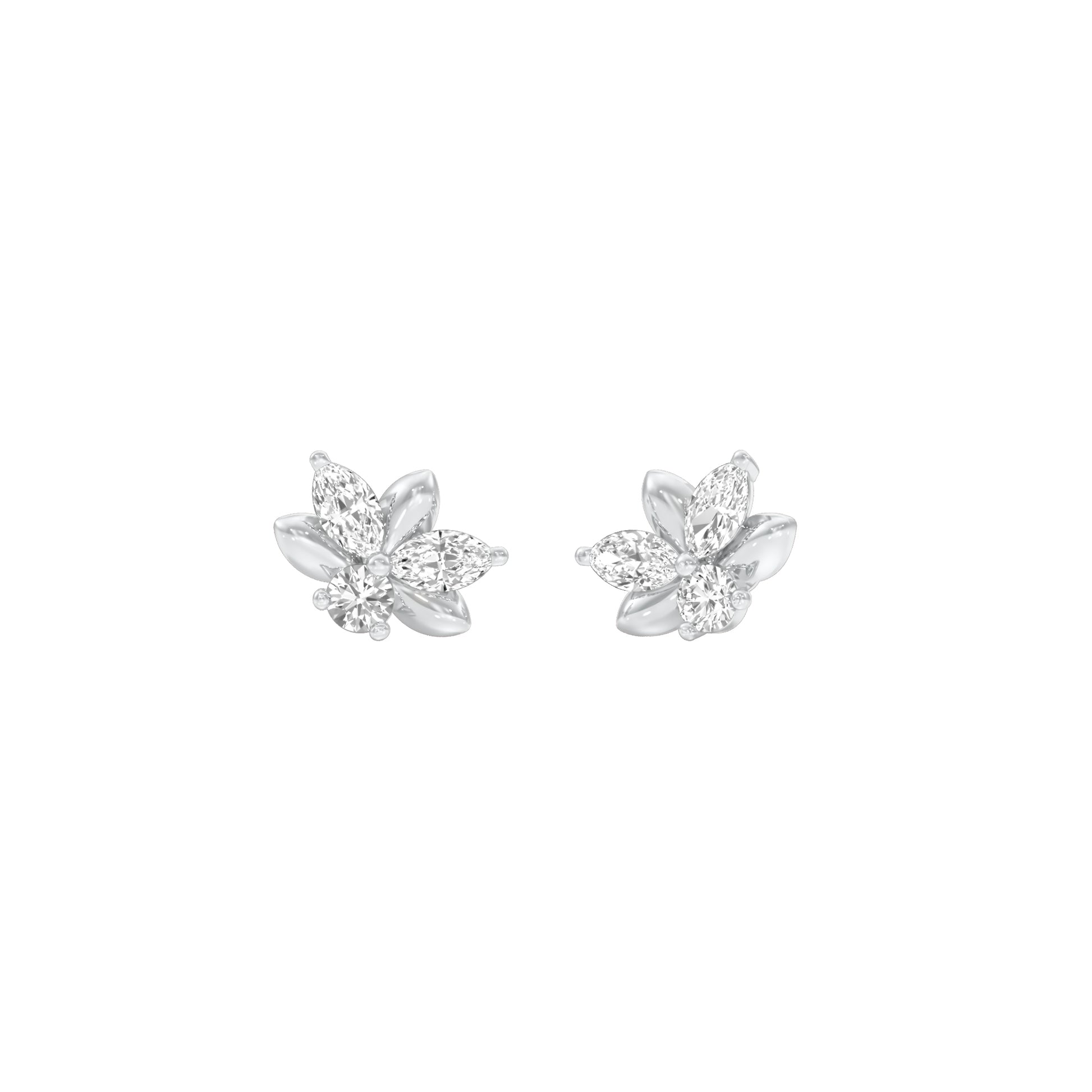 City-Ready Blossom Diamond Stud Earrings 18 KT / White Gold