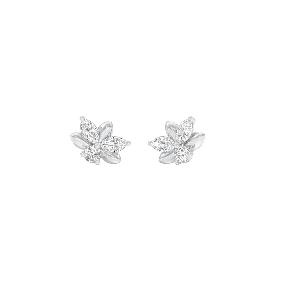 City-Ready Blossom Diamond Stud Earrings 18 KT / White Gold
