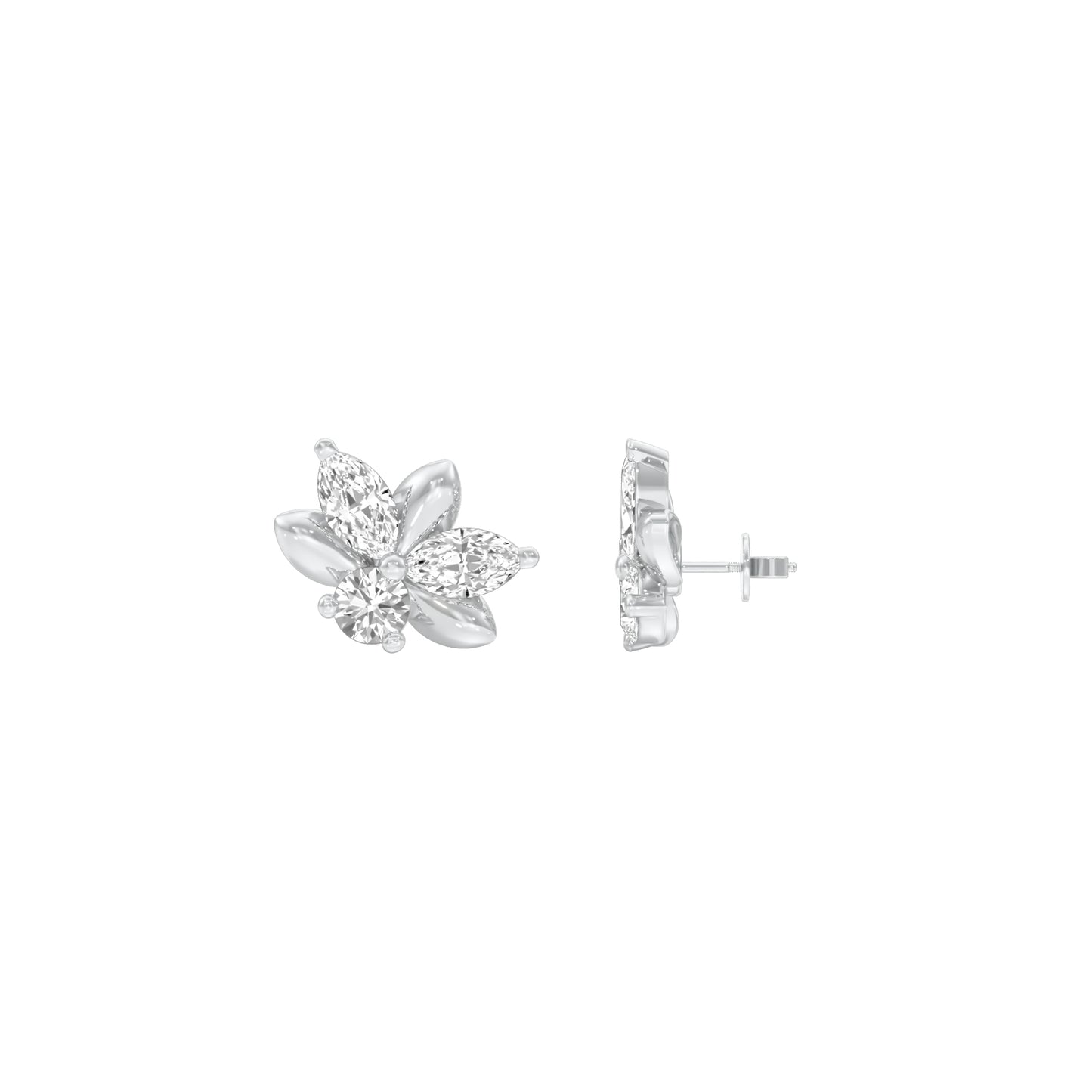 City-Ready Blossom Diamond Stud Earrings 18 KT / White Gold