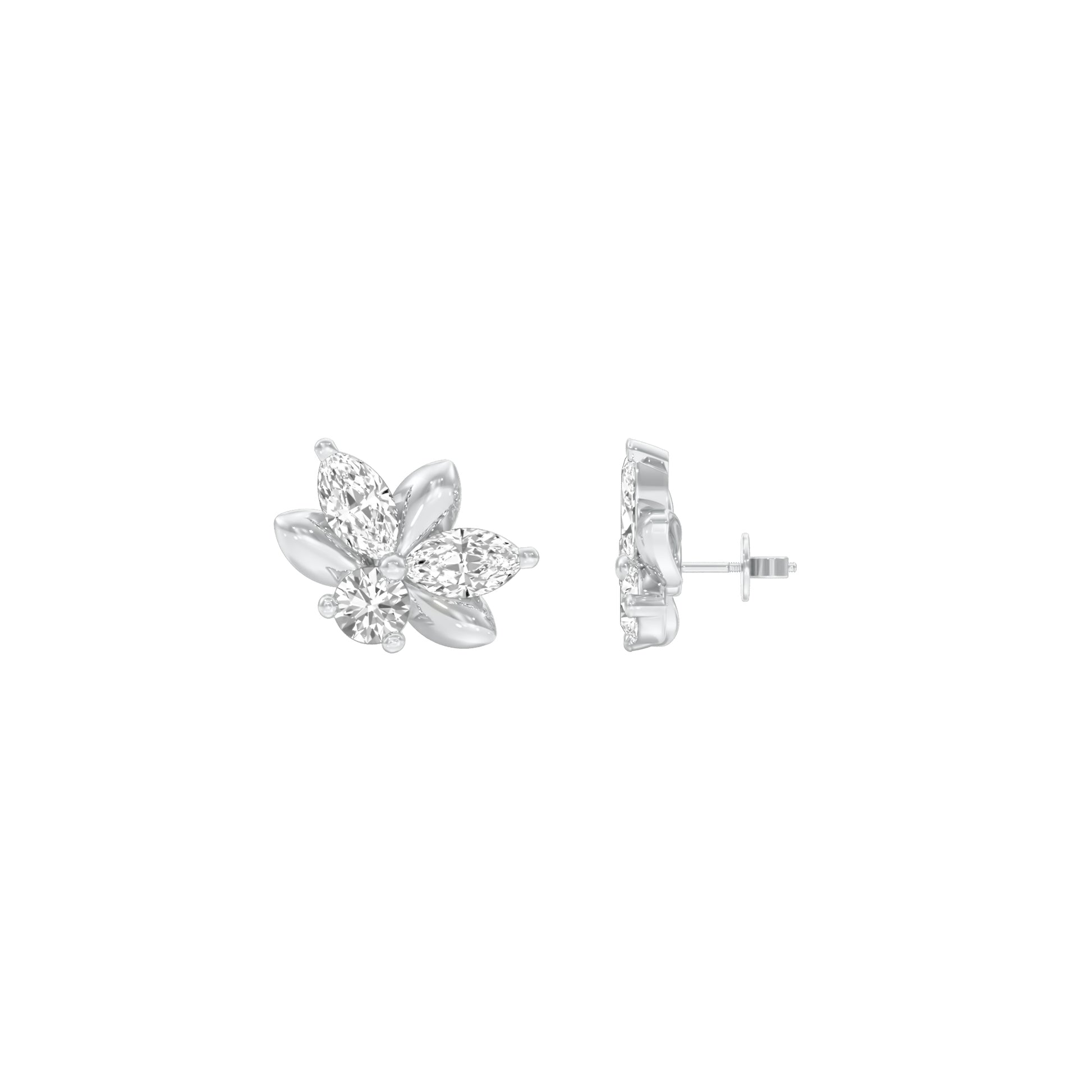 City-Ready Blossom Diamond Stud Earrings 18 KT / White Gold