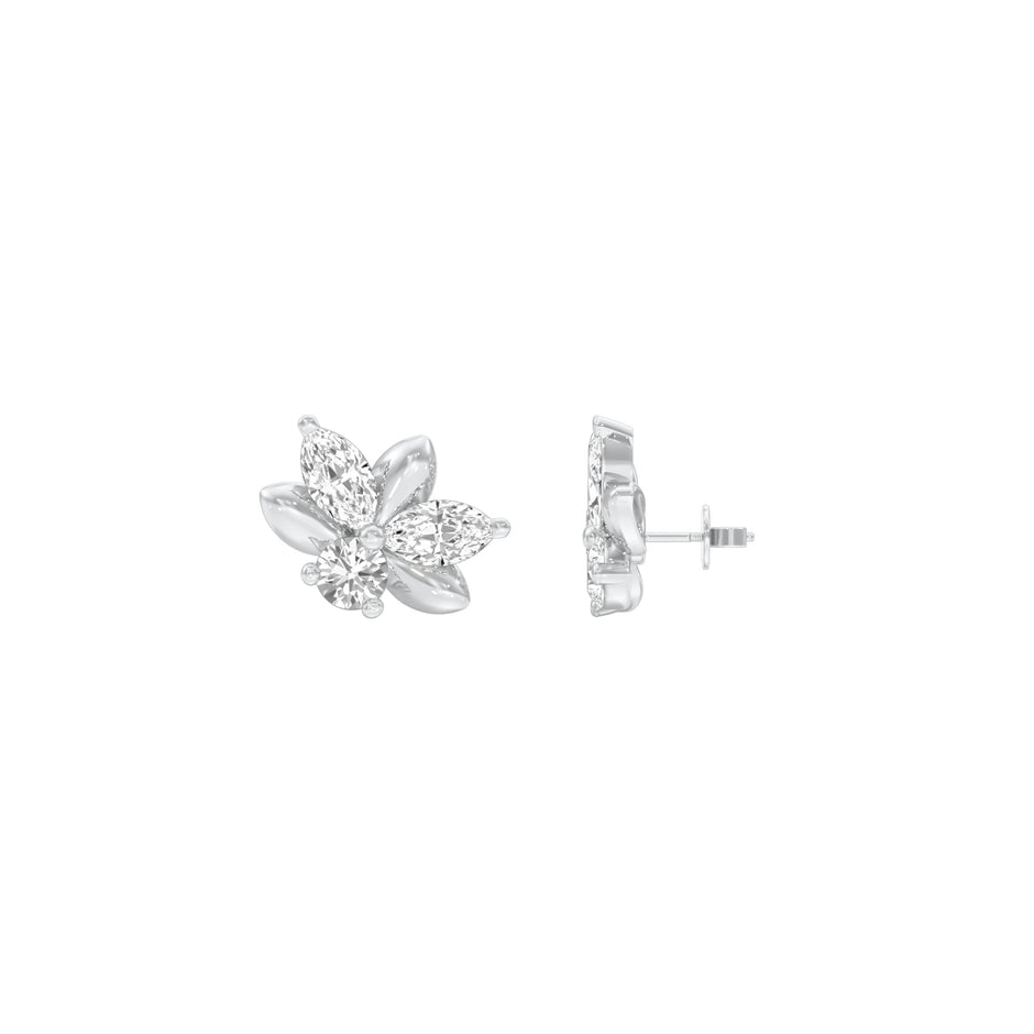 City-Ready Blossom Diamond Stud Earrings 18 KT / White Gold