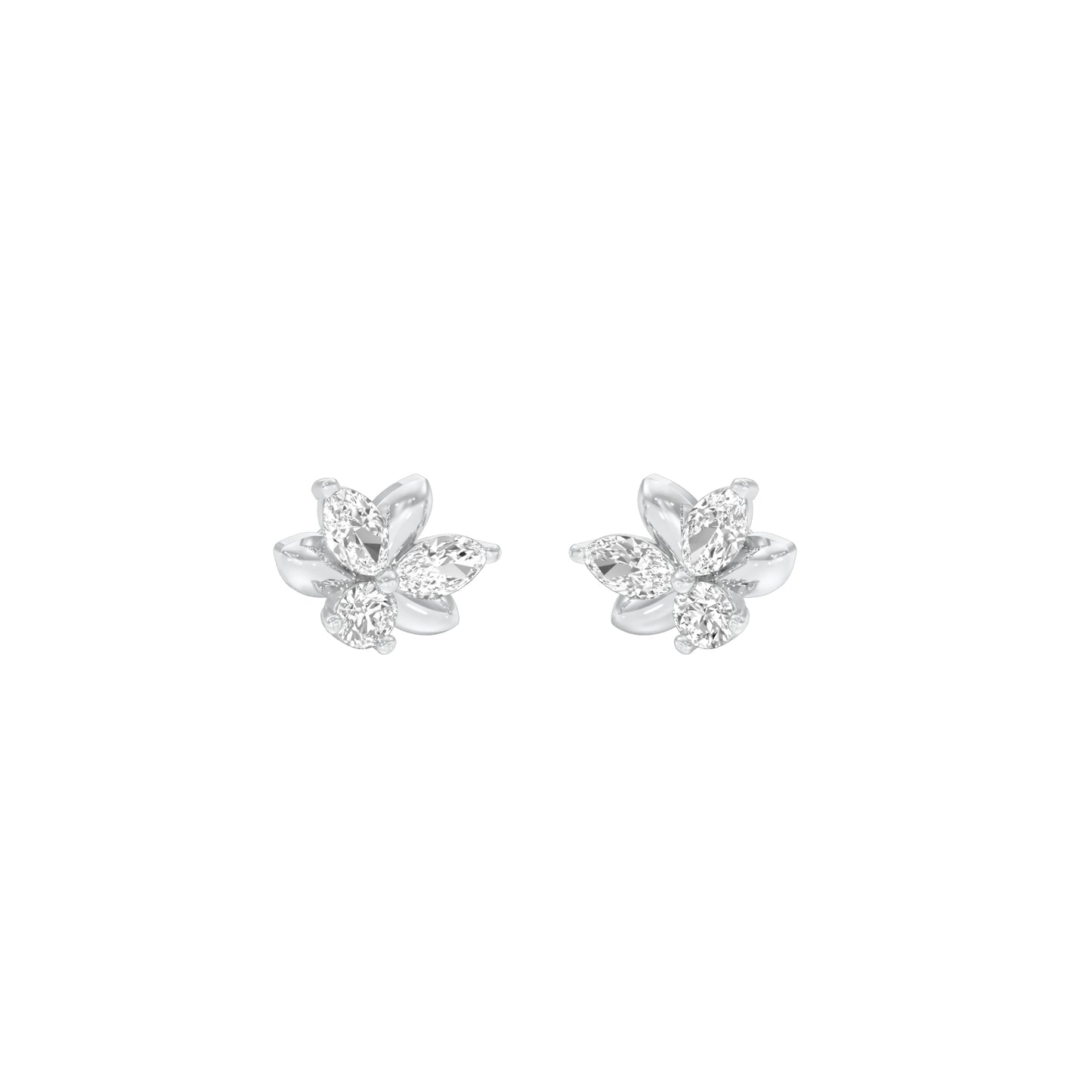 City-Ready Blossom Diamond Stud Earrings 18 KT / White Gold
