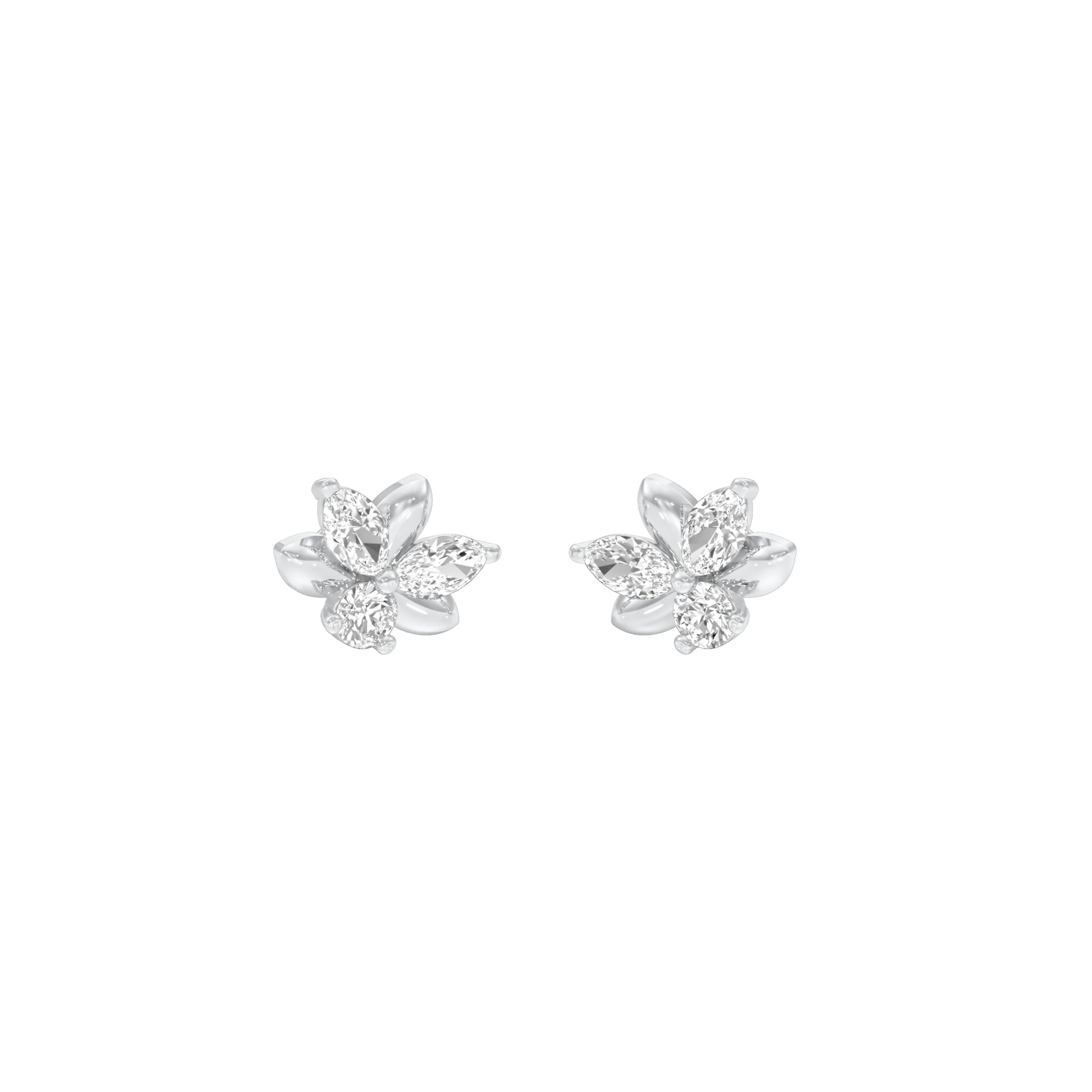 City-Ready Blossom Diamond Stud Earrings 18 KT / White Gold