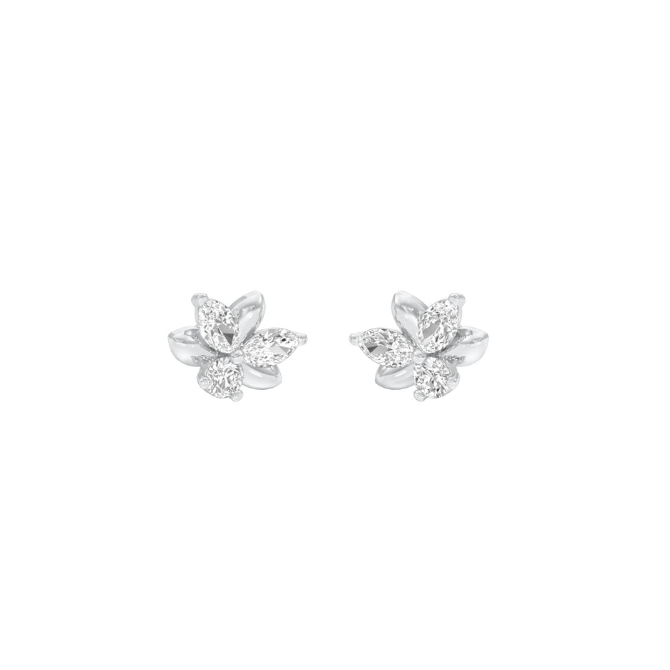 City-Ready Blossom Diamond Stud Earrings 18 KT / White Gold