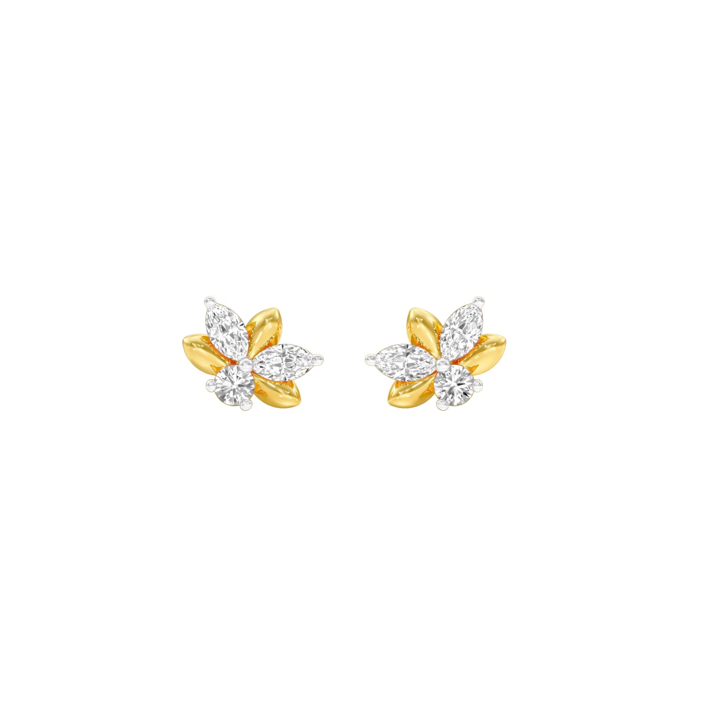 City-Ready Blossom Diamond Stud Earrings 18 KT / Yellow Gold