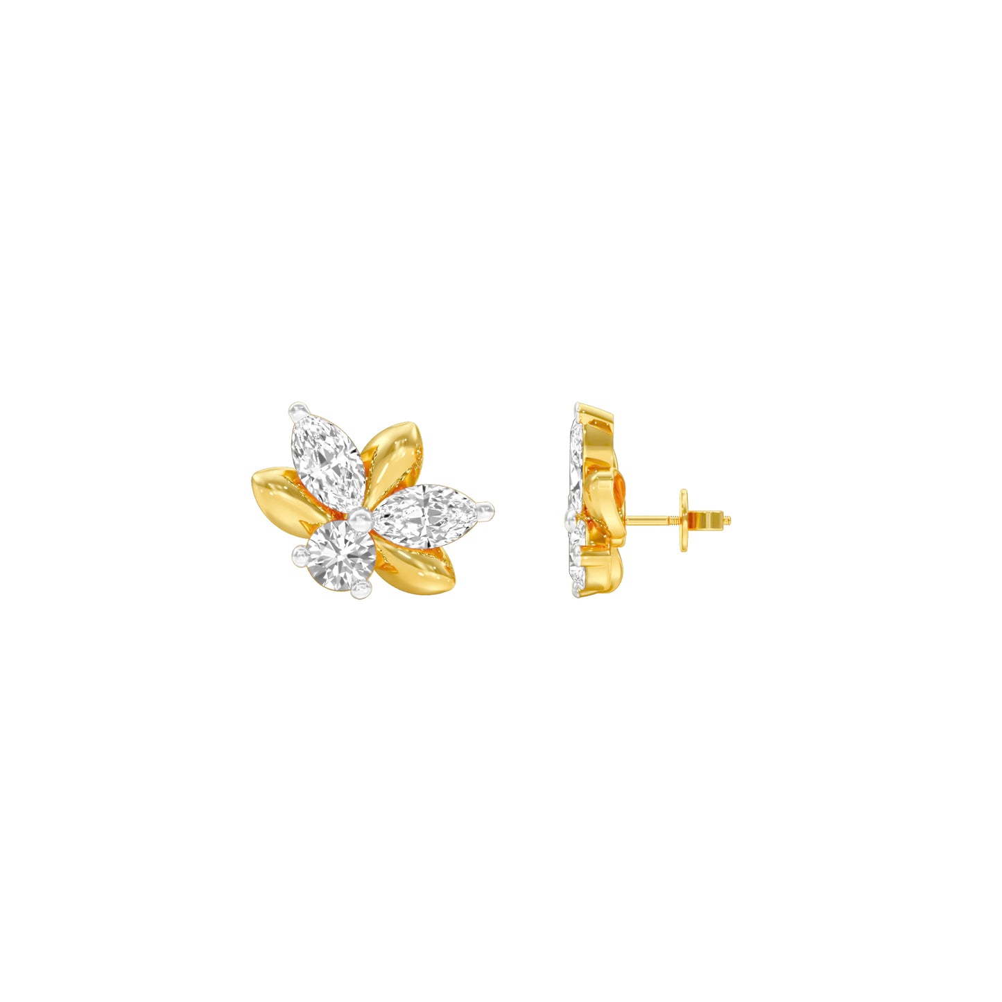 City-Ready Blossom Diamond Stud Earrings 18 KT / Yellow Gold