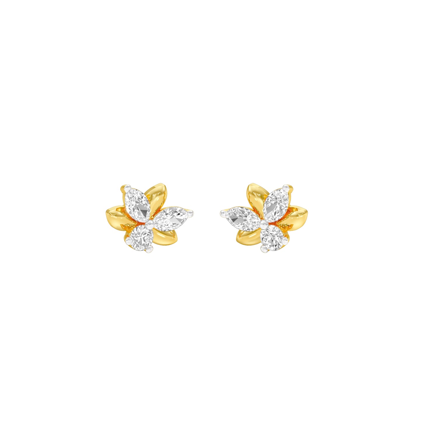 City-Ready Blossom Diamond Stud Earrings 18 KT / Yellow Gold