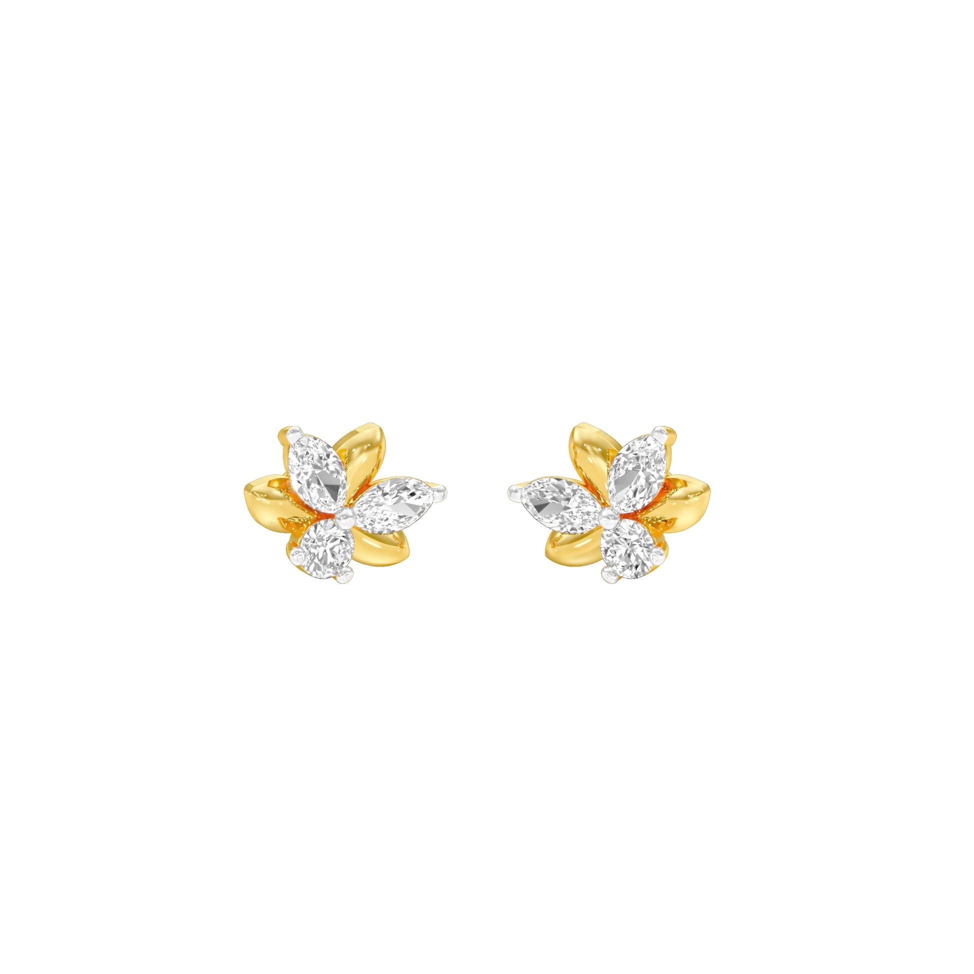 City-Ready Blossom Diamond Stud Earrings 18 KT / Yellow Gold