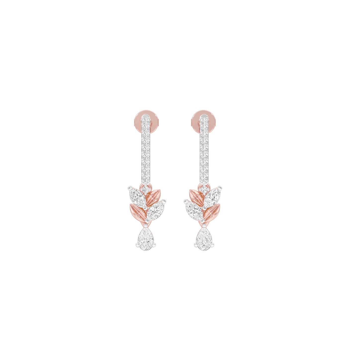 Floral Façade Diamond Drop Earrings 18 KT / Rose Gold