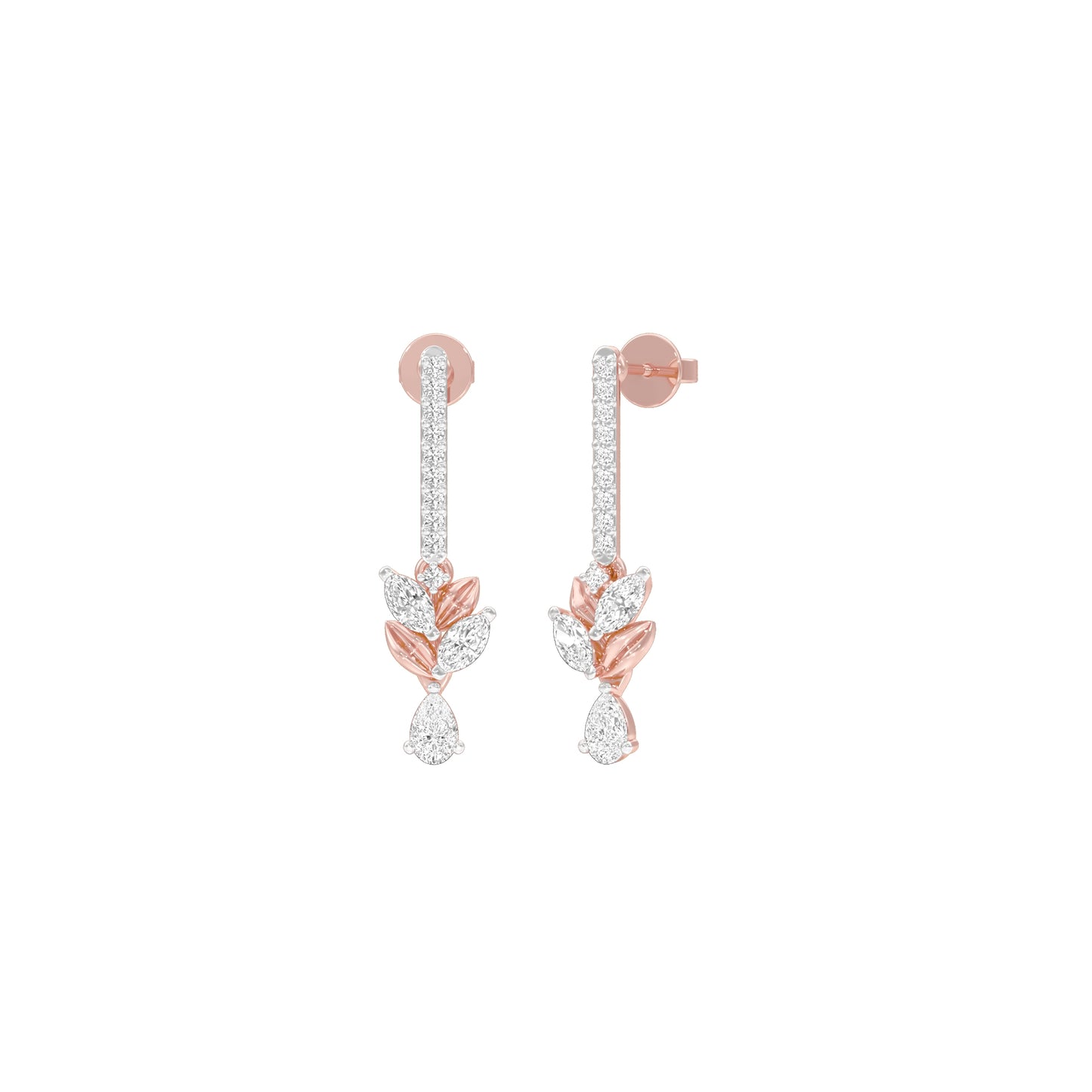 Floral Façade Diamond Drop Earrings 18 KT / Rose Gold