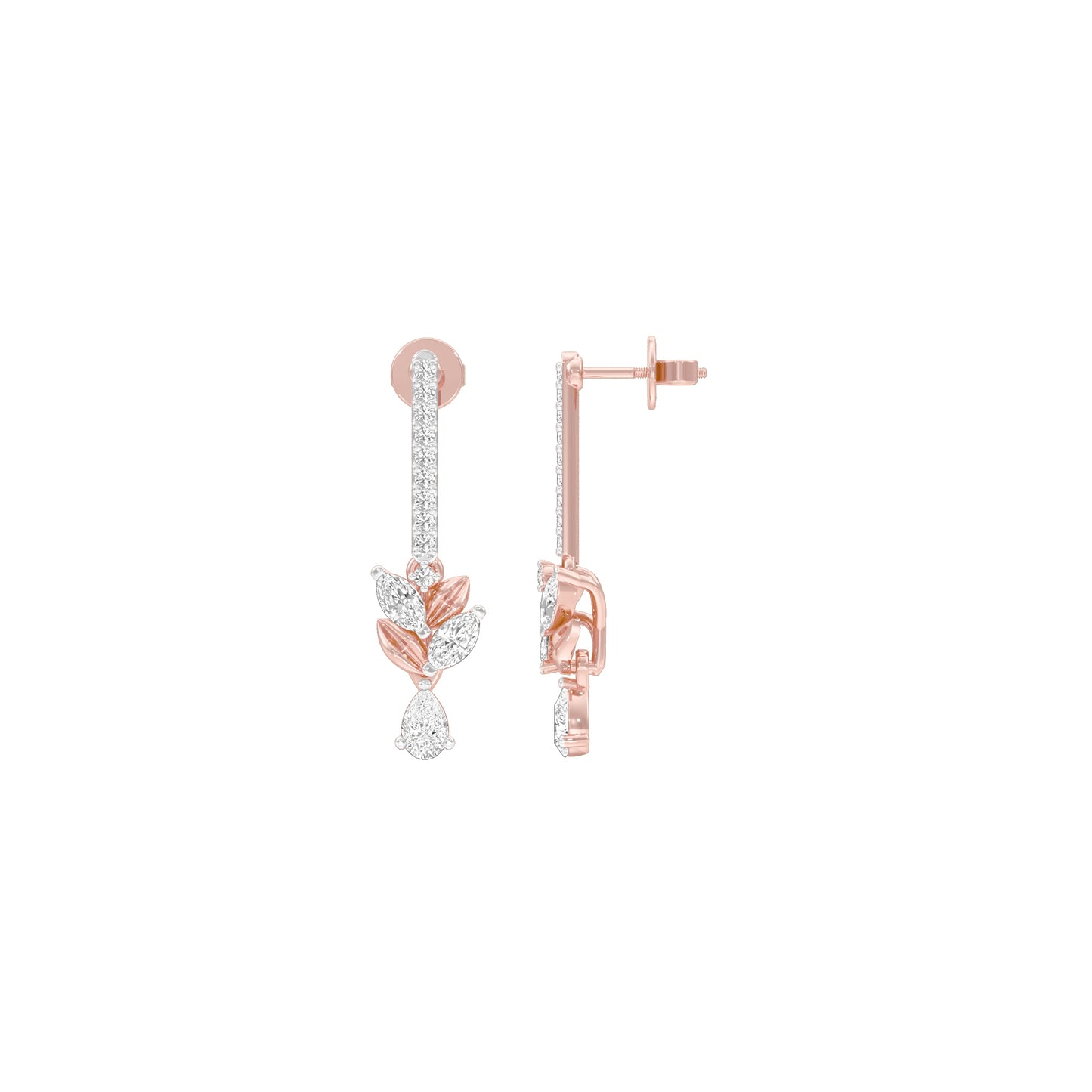 Floral Façade Diamond Drop Earrings 18 KT / Rose Gold