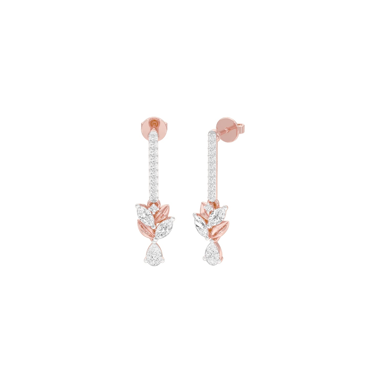 Floral Façade Diamond Drop Earrings 18 KT / Rose Gold