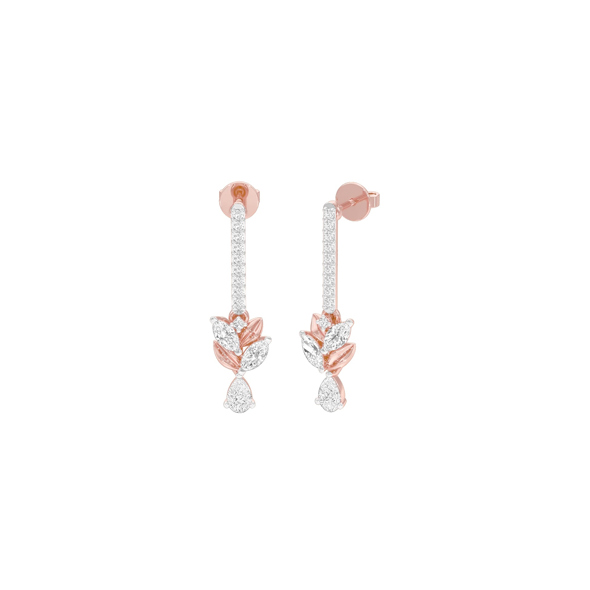 Floral Façade Diamond Drop Earrings 18 KT / Rose Gold