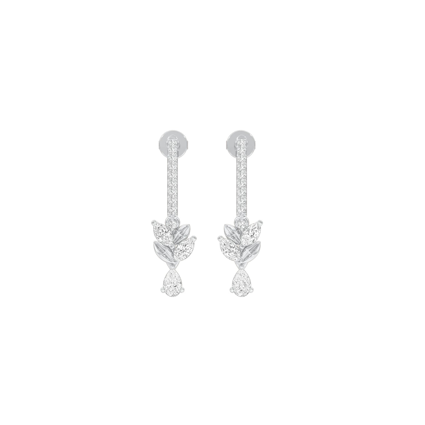 Floral Façade Diamond Drop Earrings 18 KT / White Gold